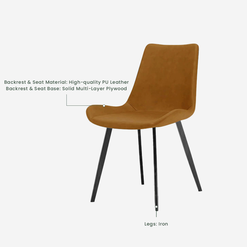 Easy Assembly Brown PU Leather Dining Chairs
