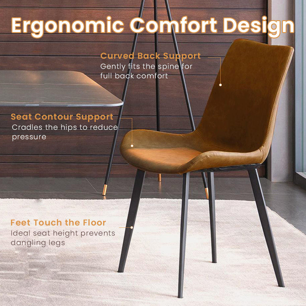Brown Brown PU Leather Dining Chairs