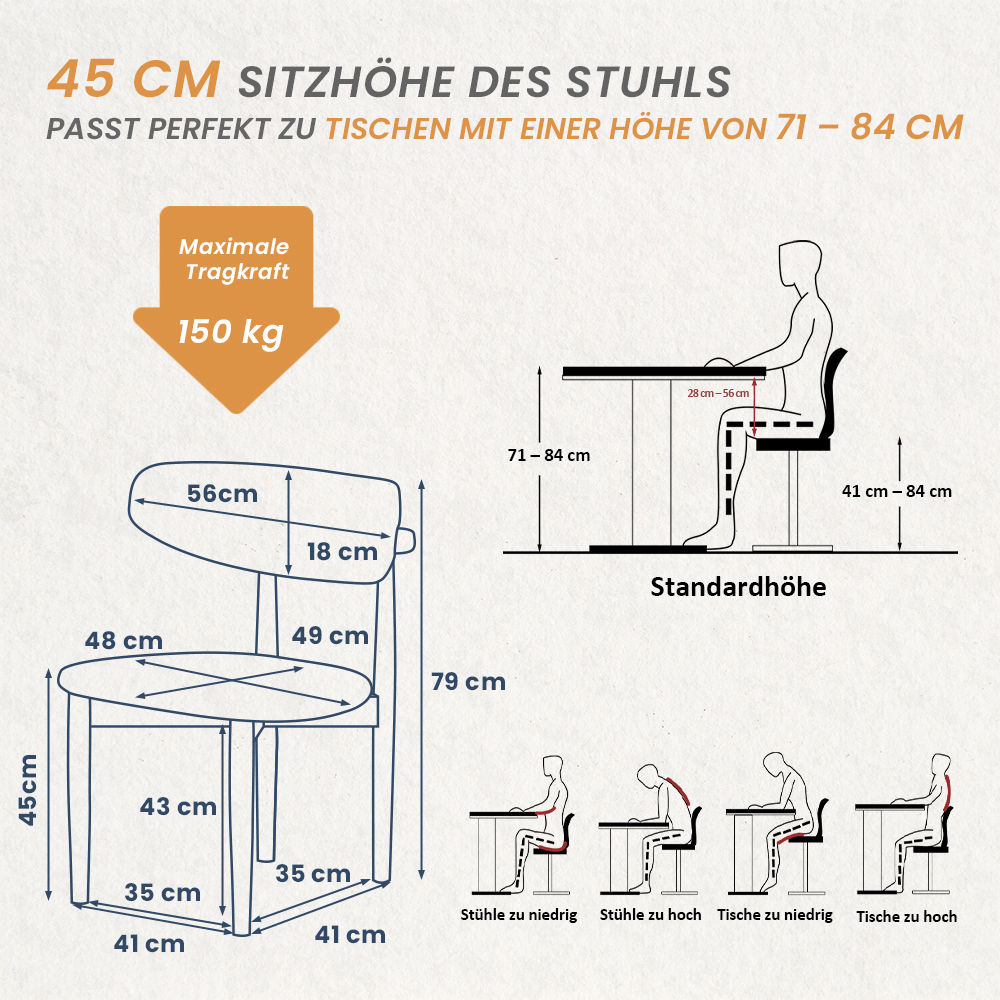 Vollständig montiert Beige bis Schwarz PU-Leder Esszimmertische