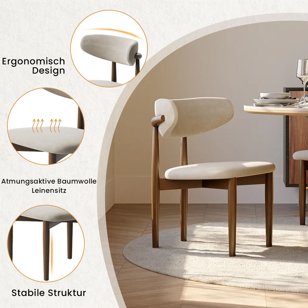 Beige Beige, Walnuss Baumwollleinen Esszimmertische