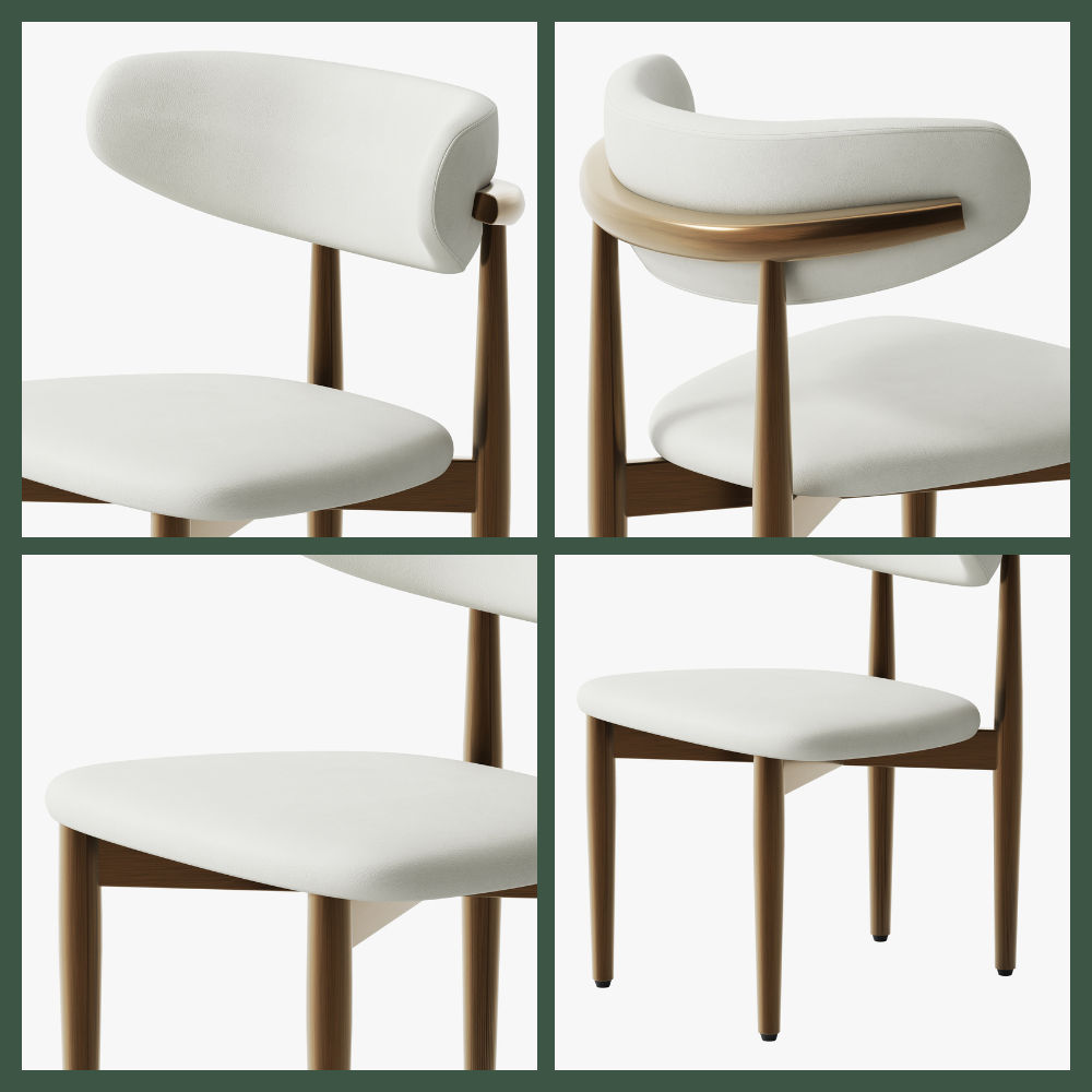 Beige Beige & Bronze PU Leather Dining Chairs