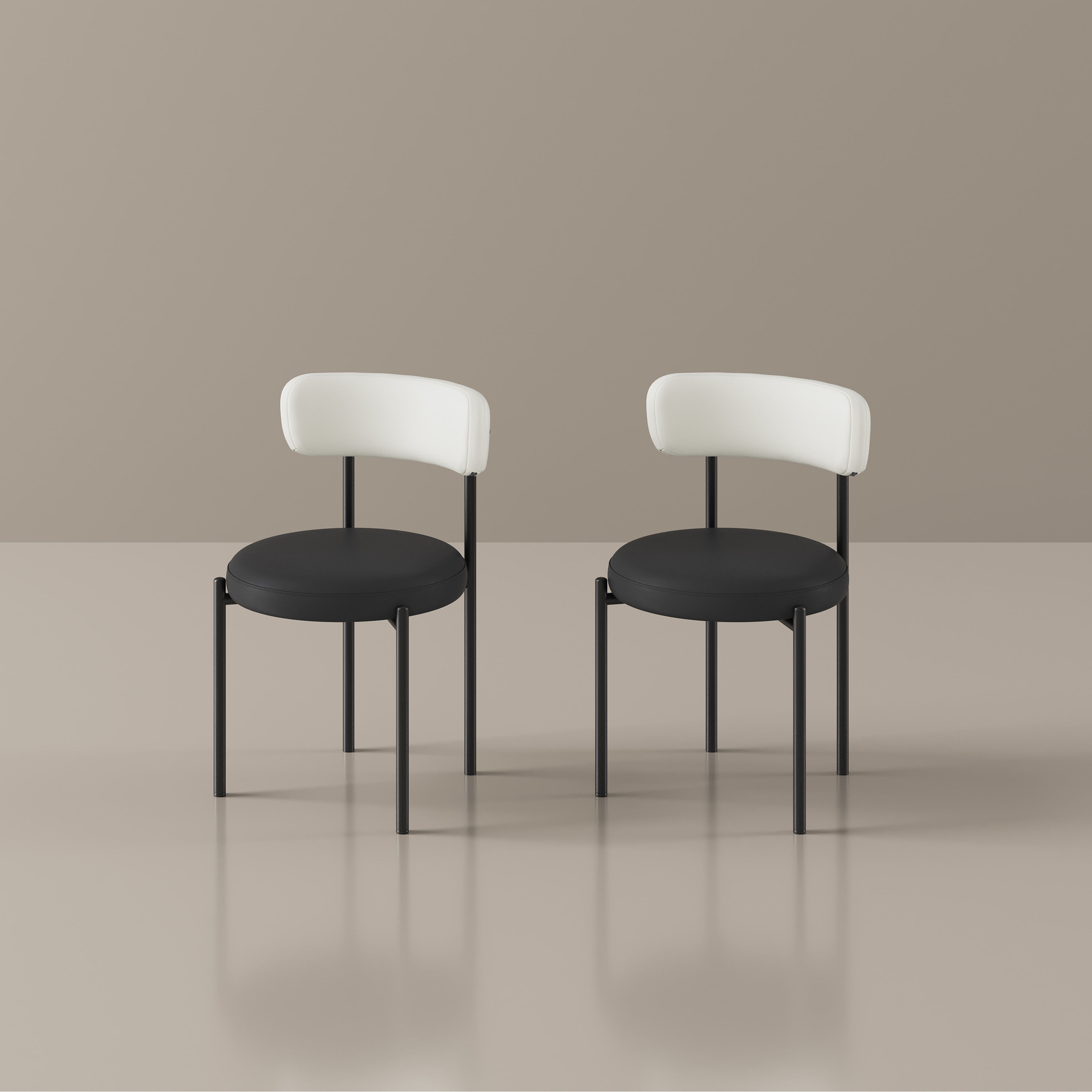 Leather White & Black PU Leather Dining Chairs