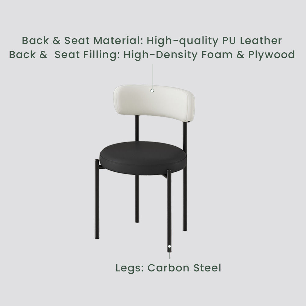 Leather White & Black PU Leather Dining Chairs