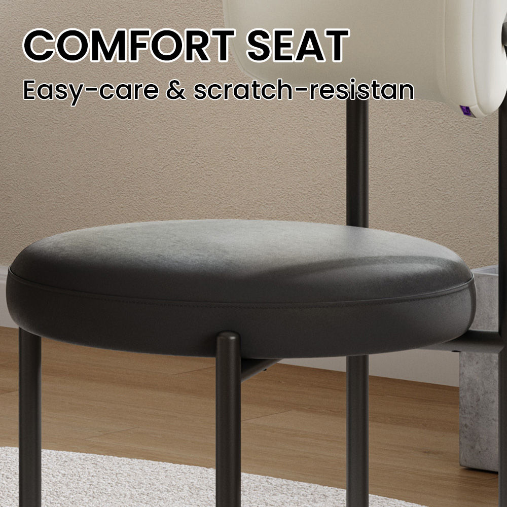 PU Leather White & Black PU Leather Dining Chairs
