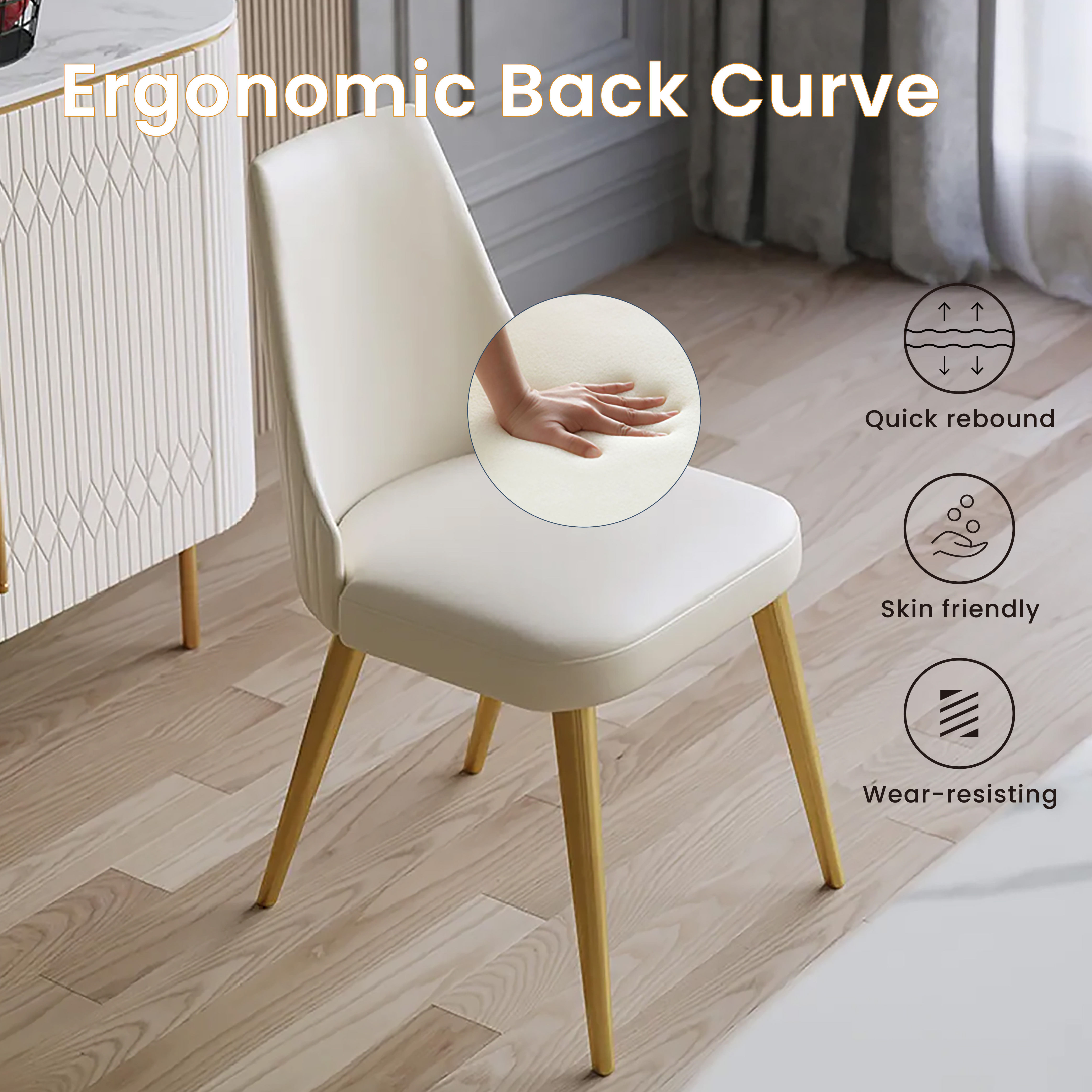 Easy Assembly Beige PU Leather Dining Chairs