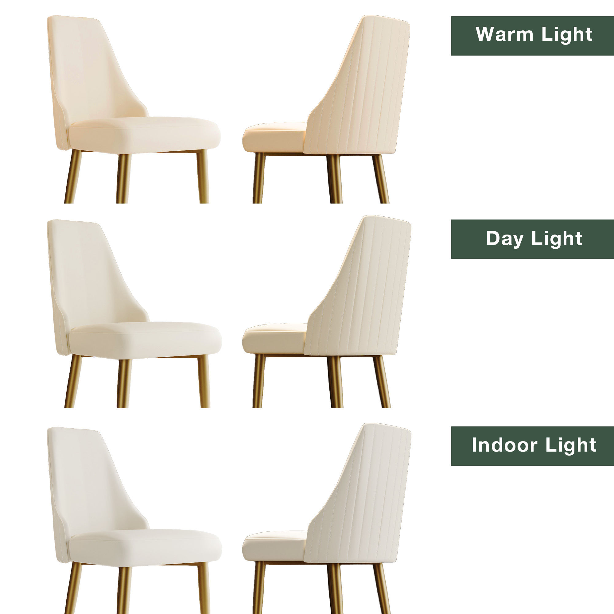 Beige Beige PU Leather Dining Chairs