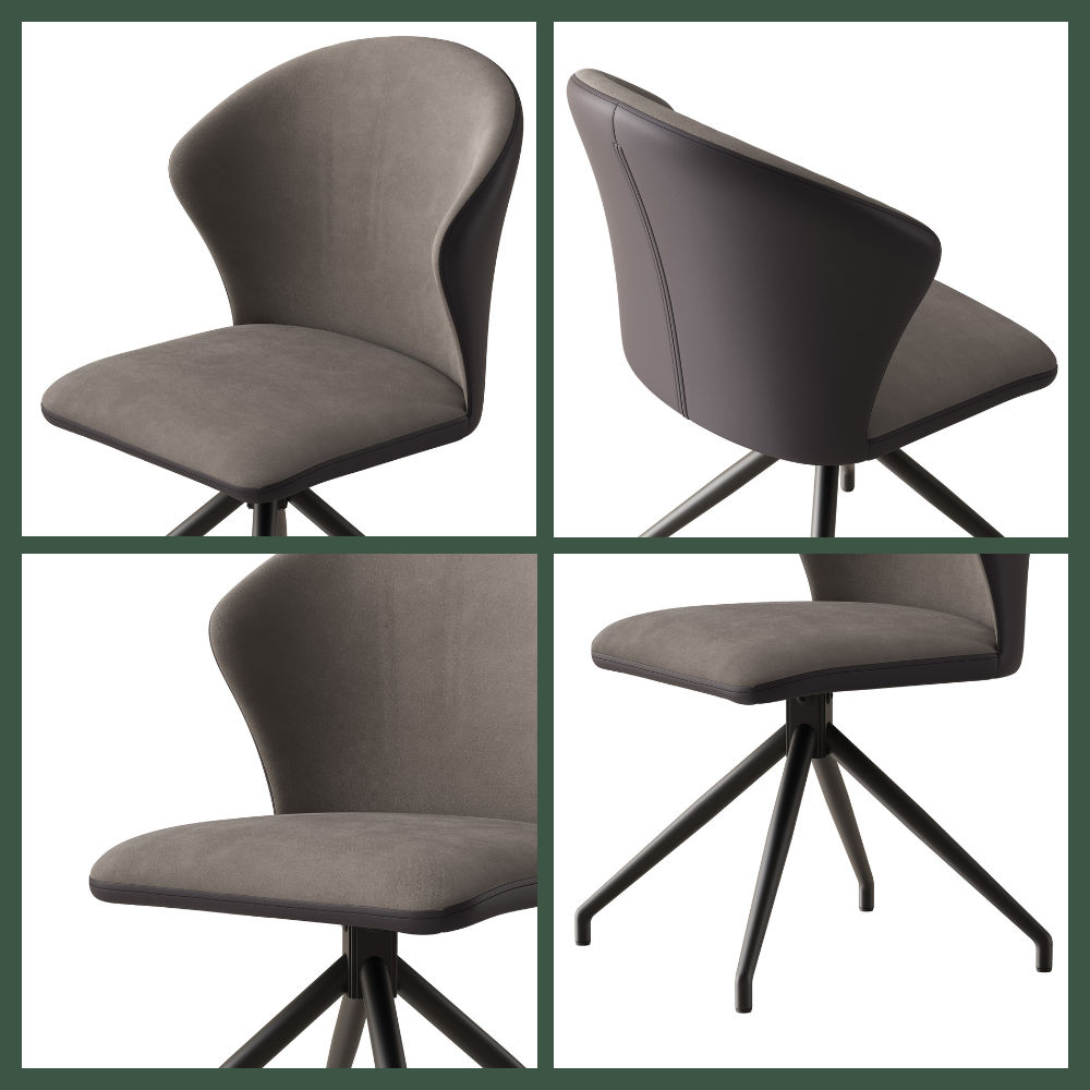 Easy Assembly Coffee & Brown PU Leather Dining Chairs
