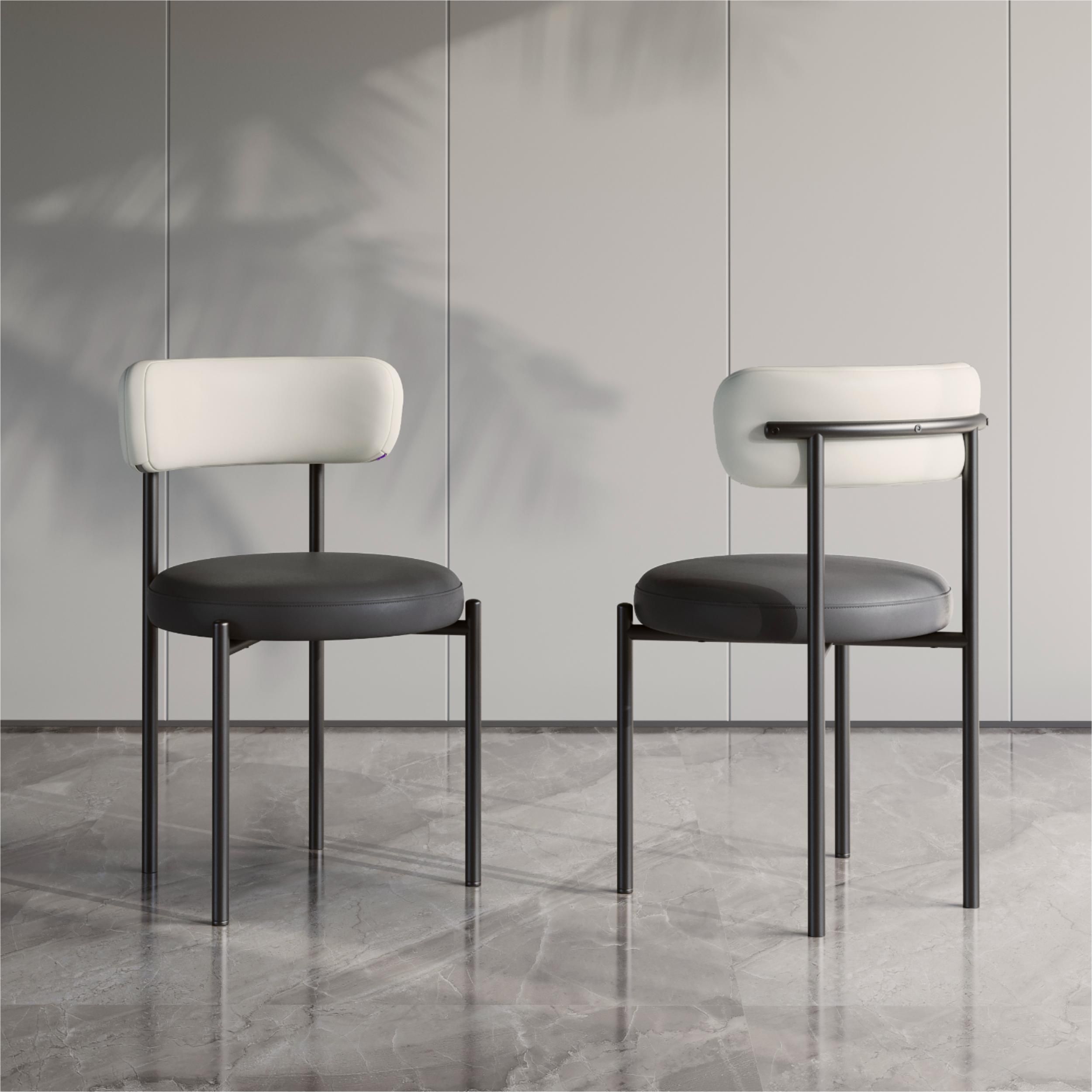 PU Leather White & Black PU Leather Dining Chairs