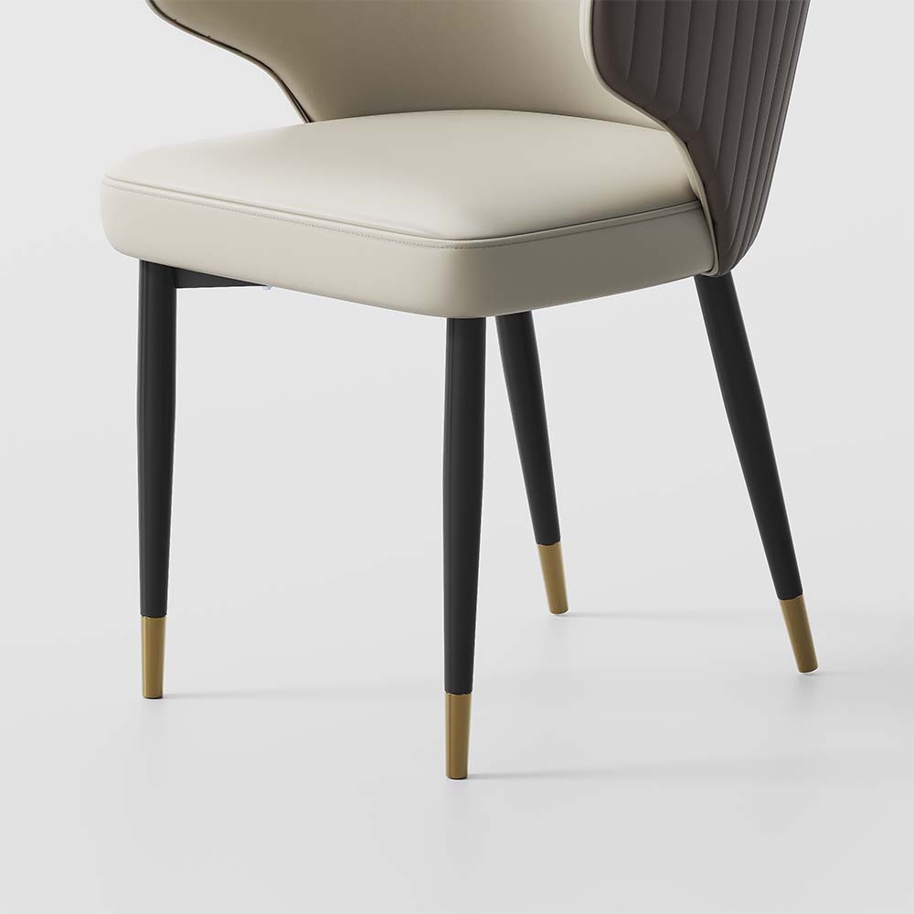 Modern Brown & Beige PU Leather Dining Chairs