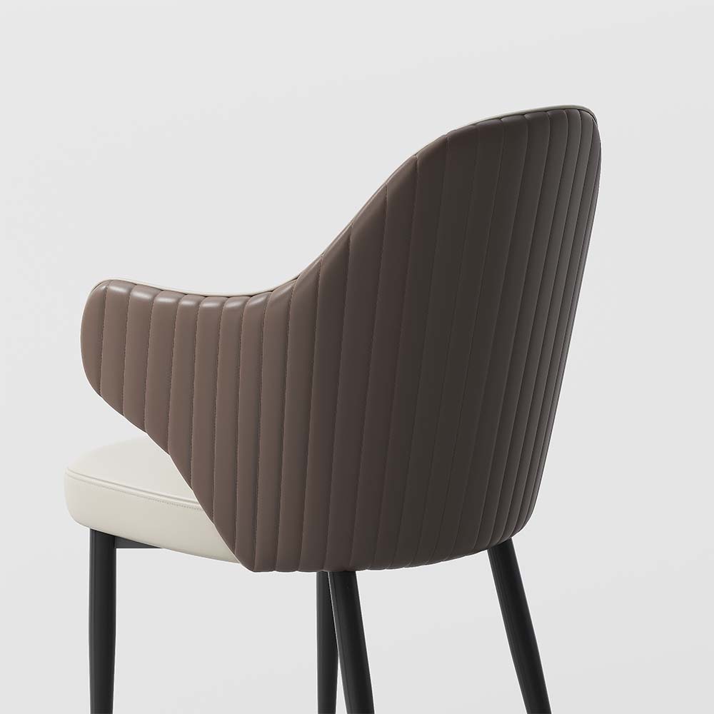 Wingback Brown & Beige PU Leather Dining Chairs
