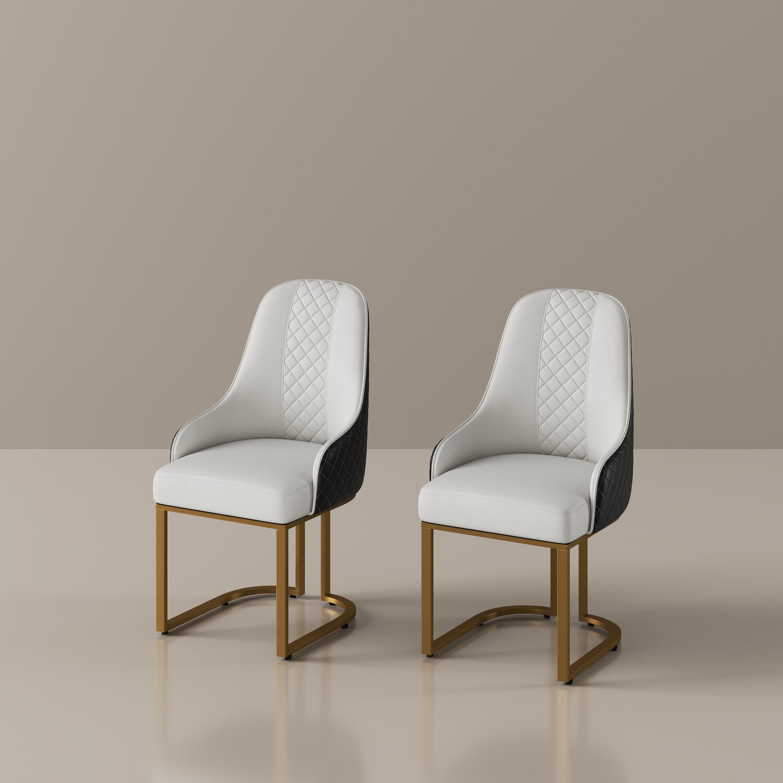 PU Leather Beige & Black PU Leather Dining Chairs