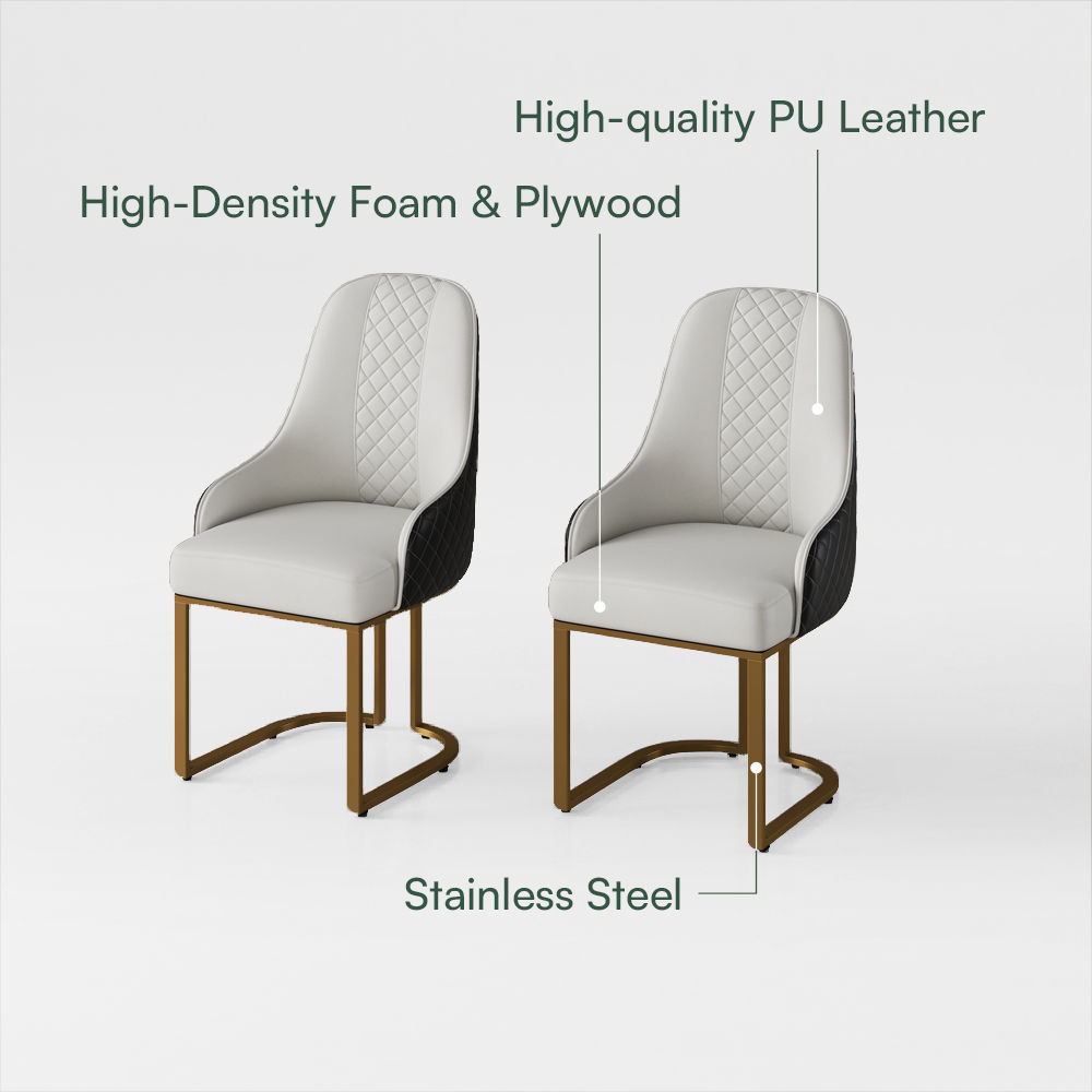 Leather Beige & Black PU Leather Dining Chairs