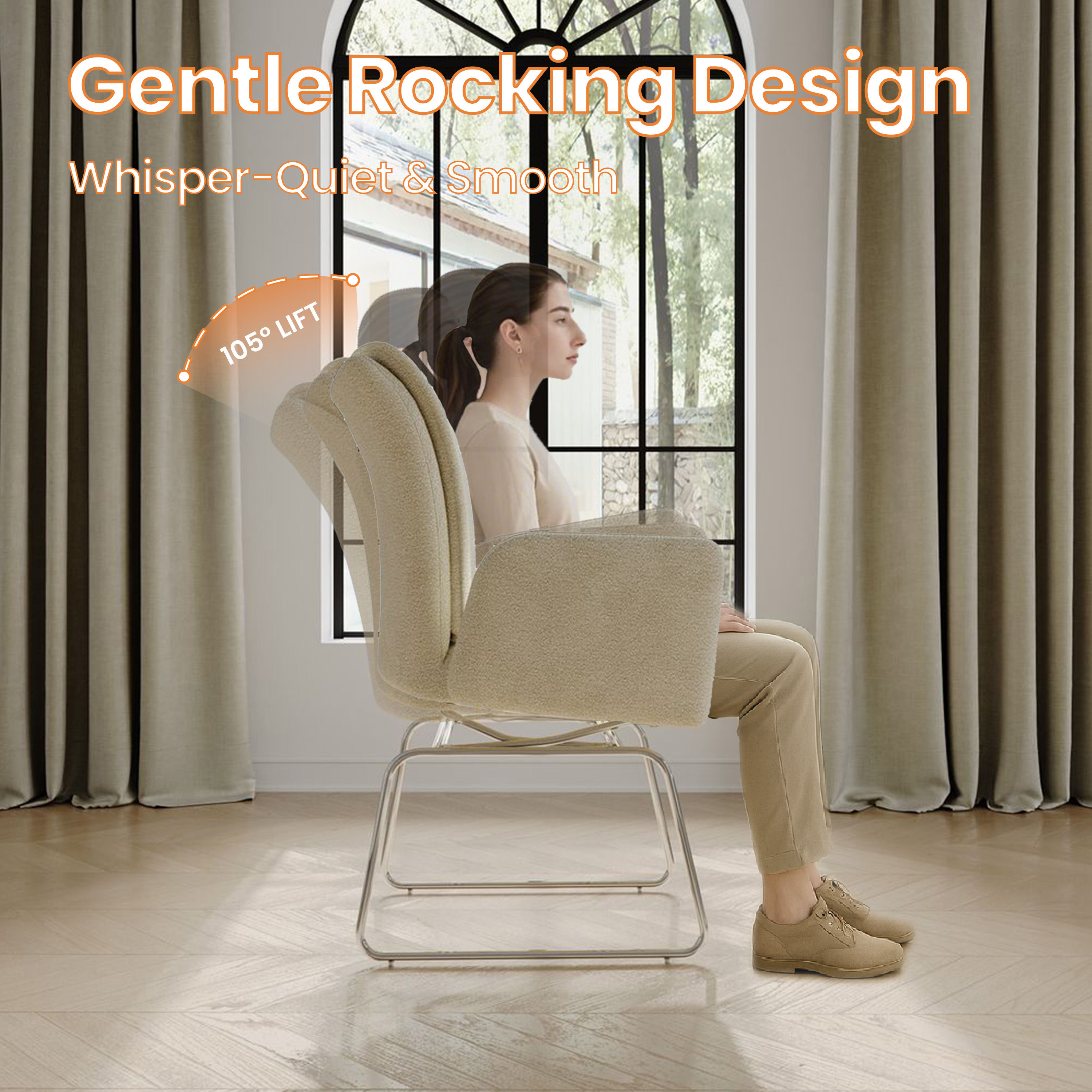 Fabric Beige Chenille Dining Chairs
