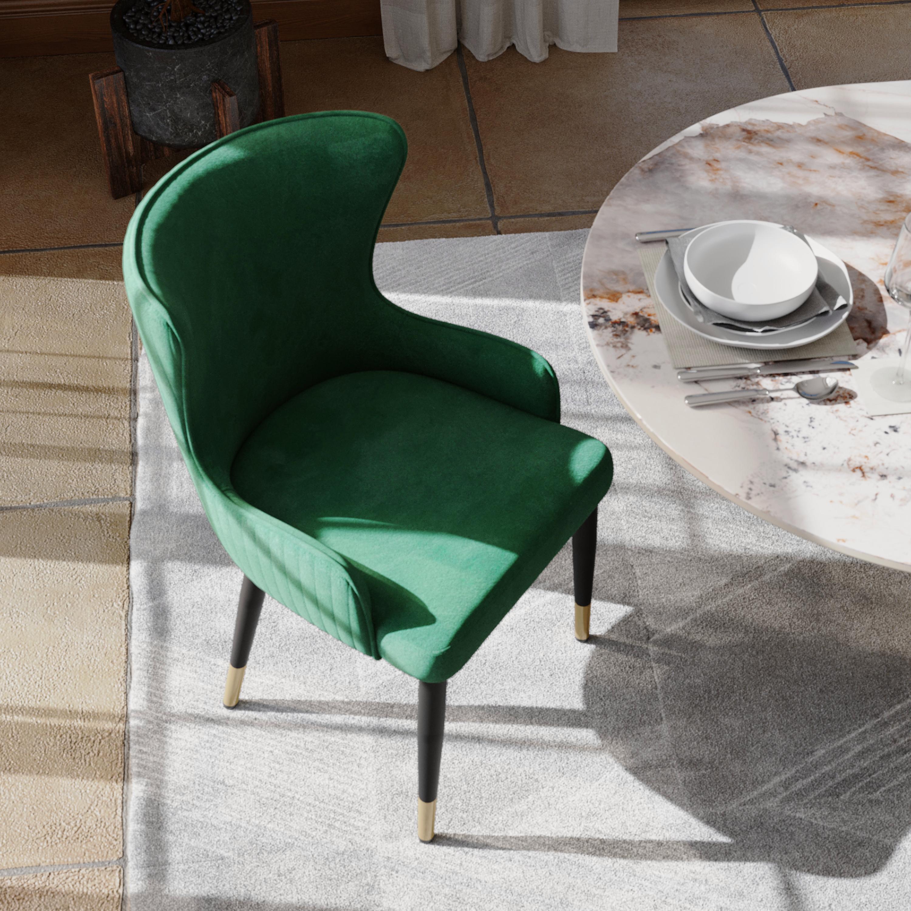 Green Green PU Leather Dining Chairs