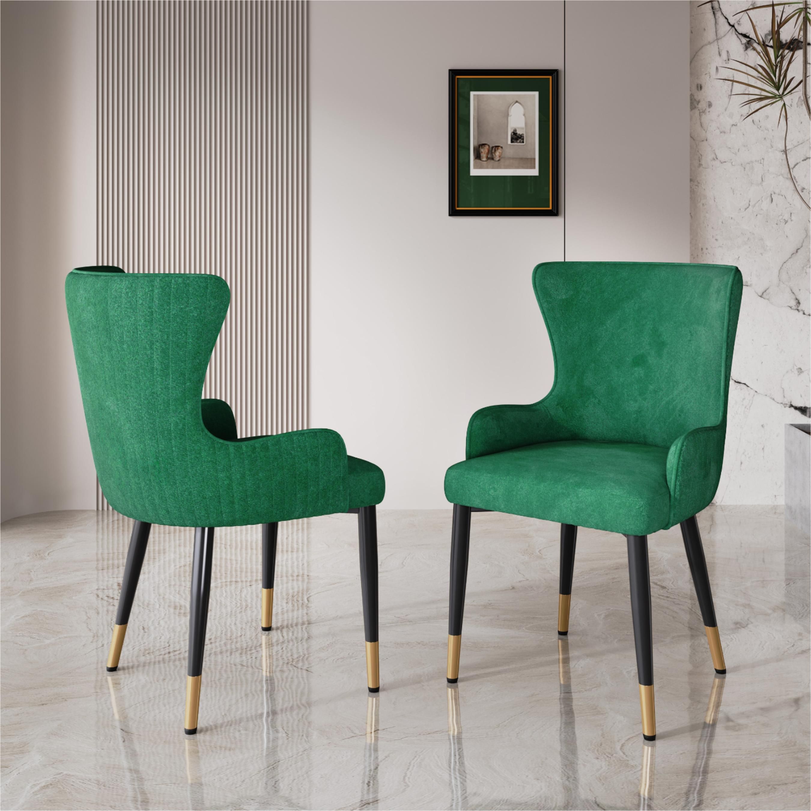 Green Green PU Leather Dining Chairs