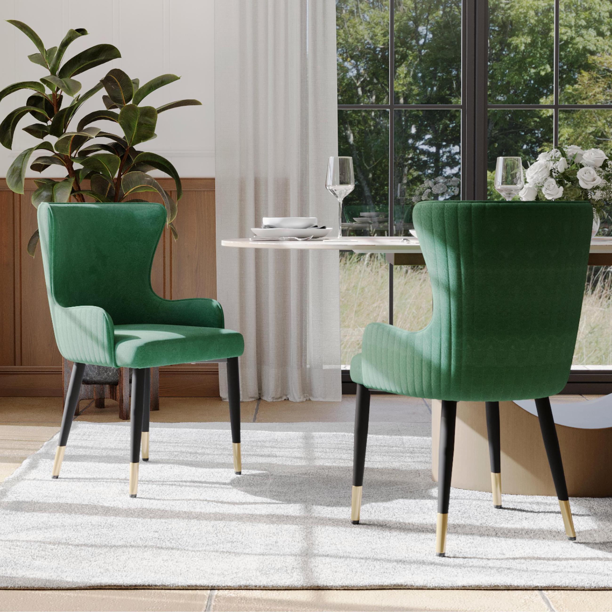 Green Green PU Leather Dining Chairs