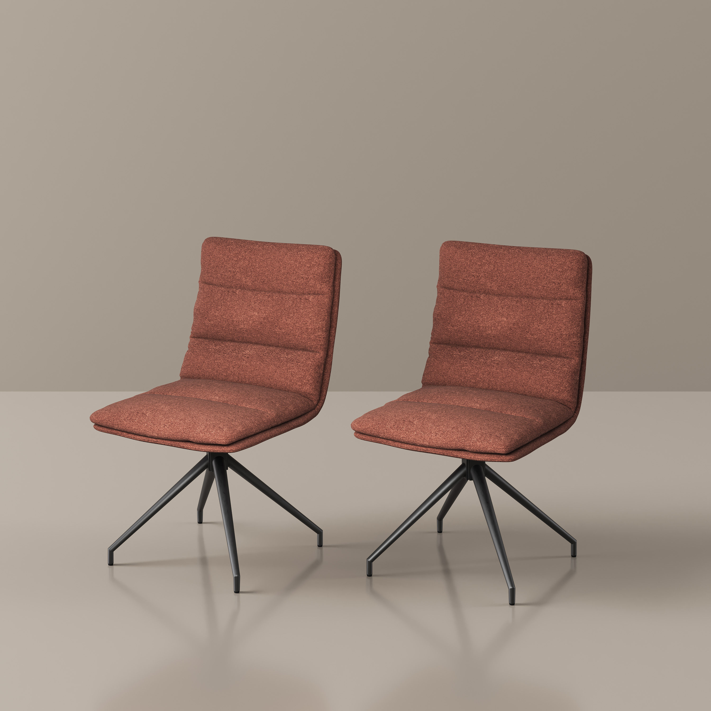 Brown Black & Brown Cotton & Linen Dining Chairs