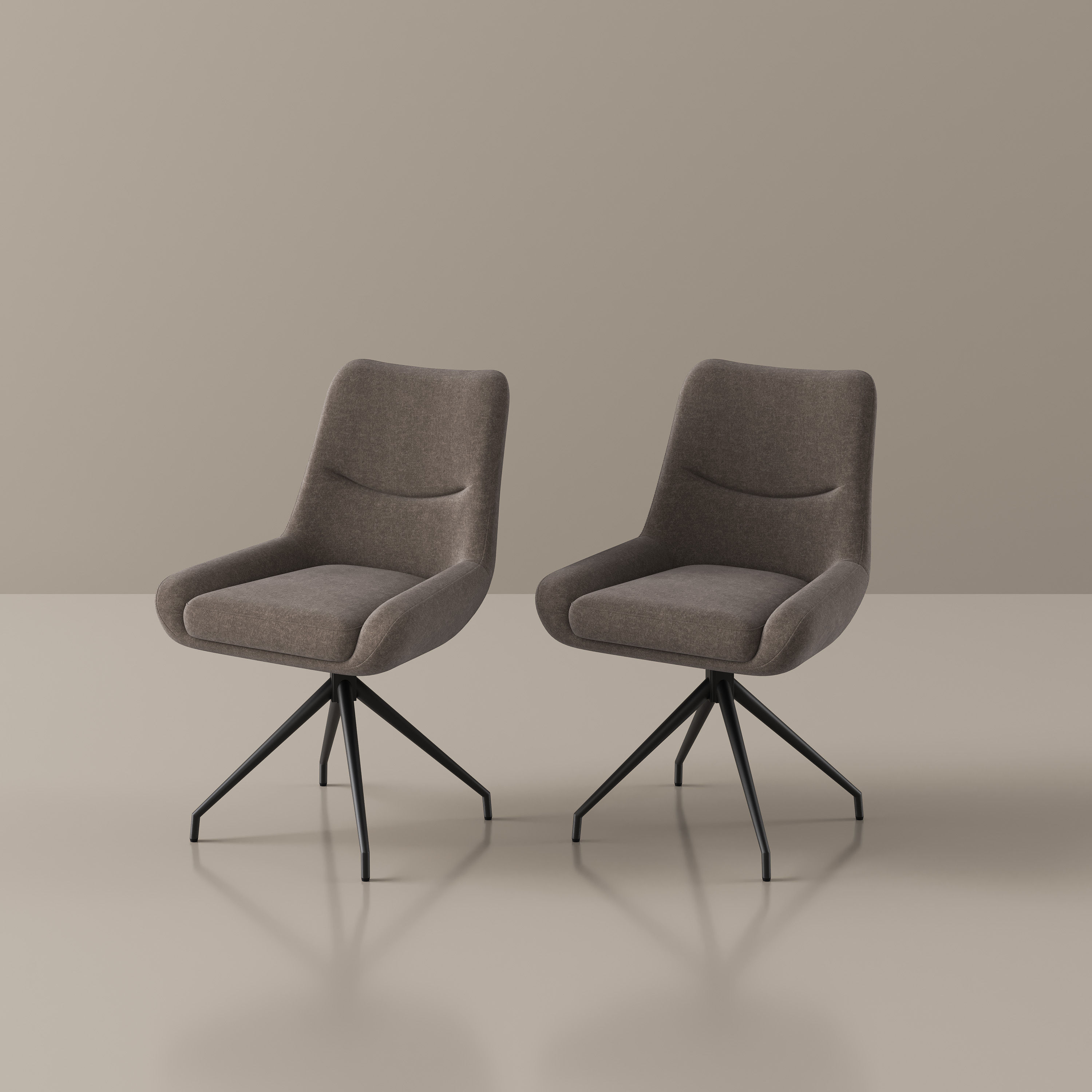 Easy Assembly Black & Brown Velvet Dining Chairs