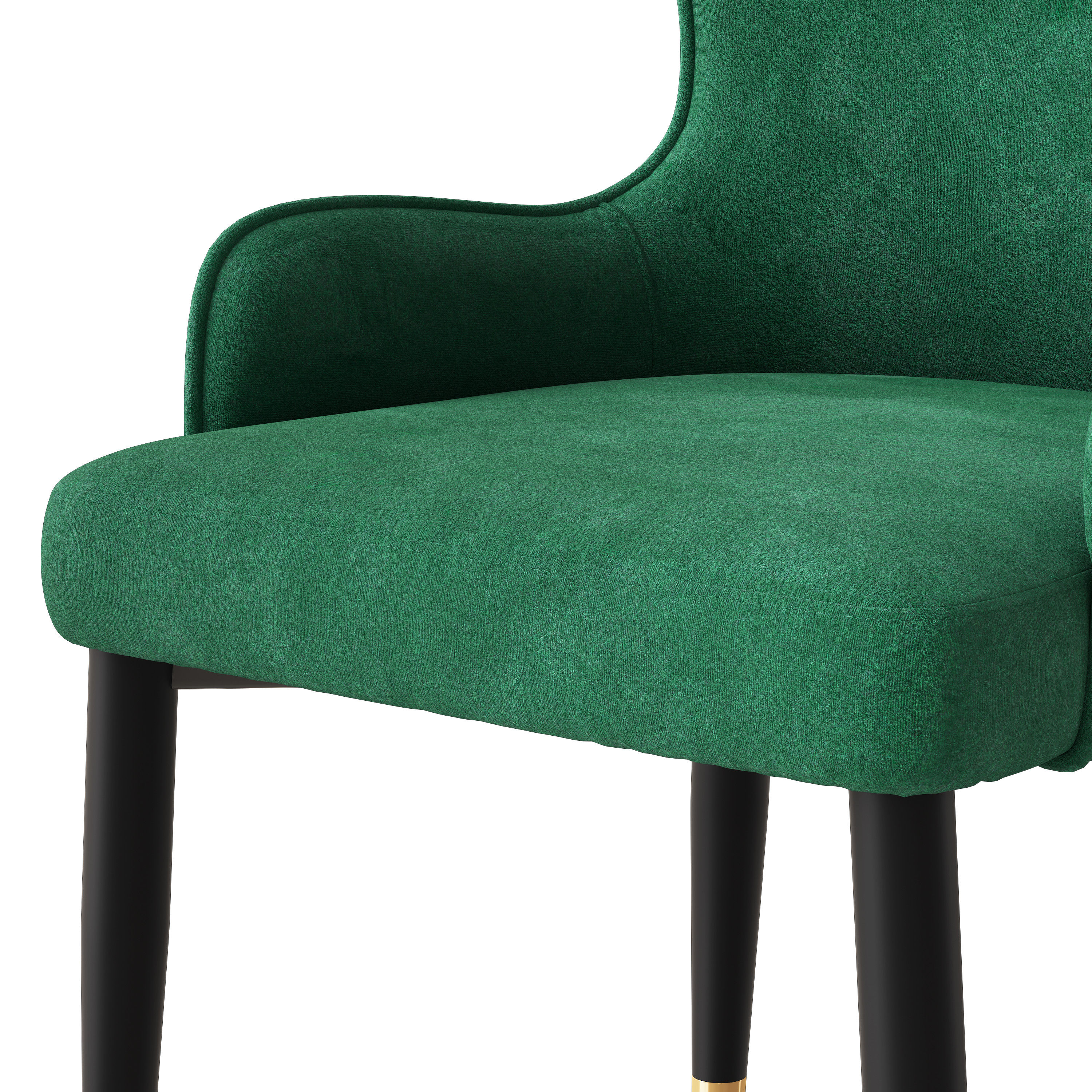 Metal Leg Green PU Leather Dining Chairs