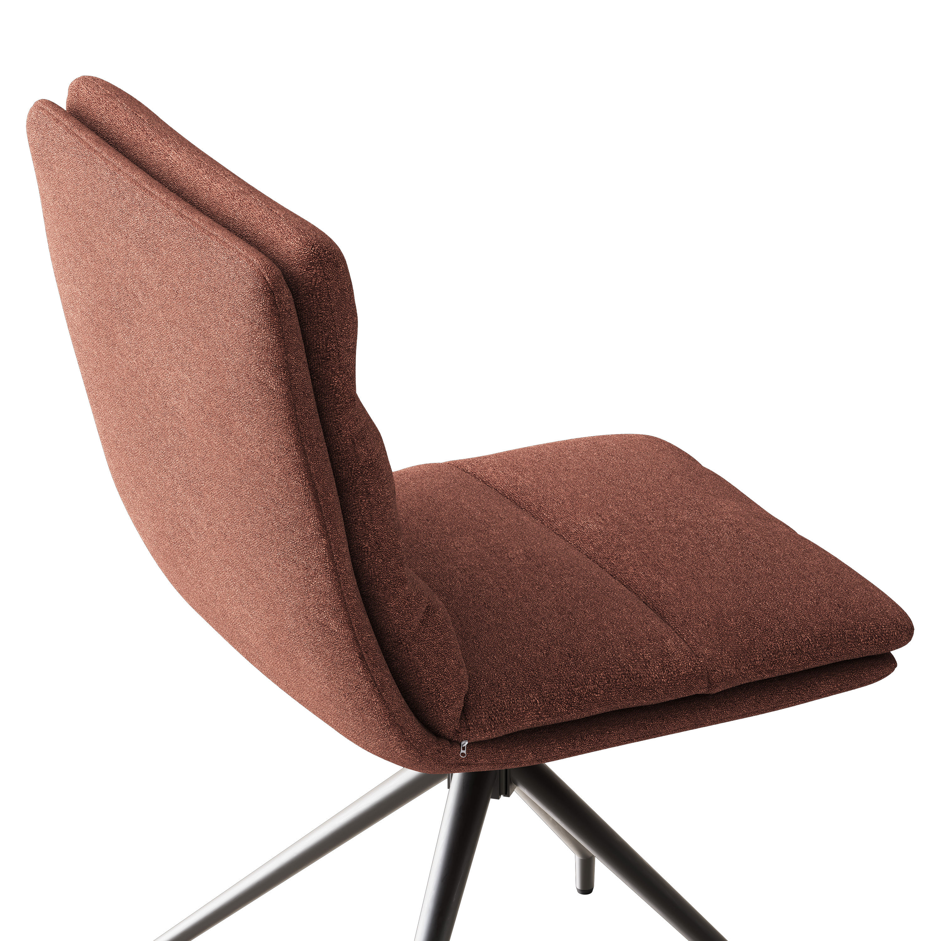 Carbon Steel Black & Brown Cotton & Linen Dining Chairs