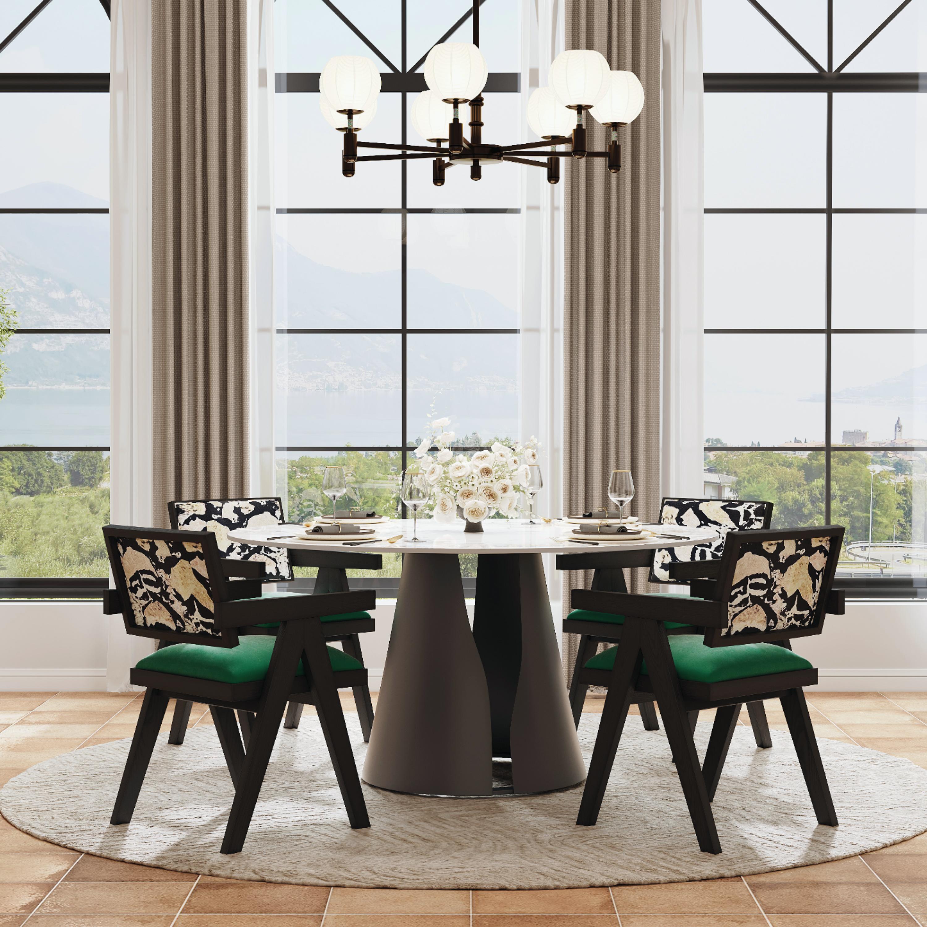 Wood Green & Black Ash Wood Dining Chairs