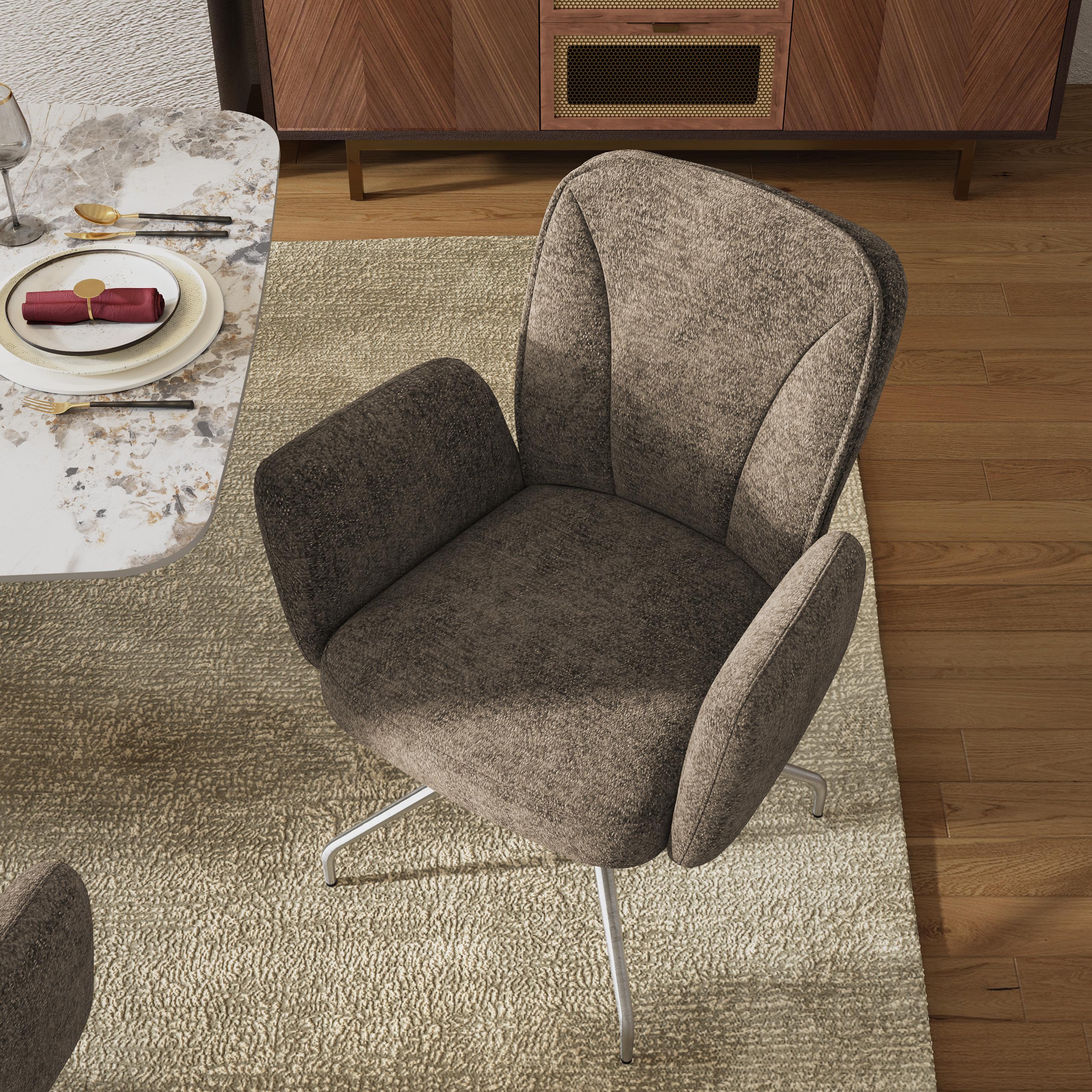 Upholstered Brown & silver Fabric Dining Chairs