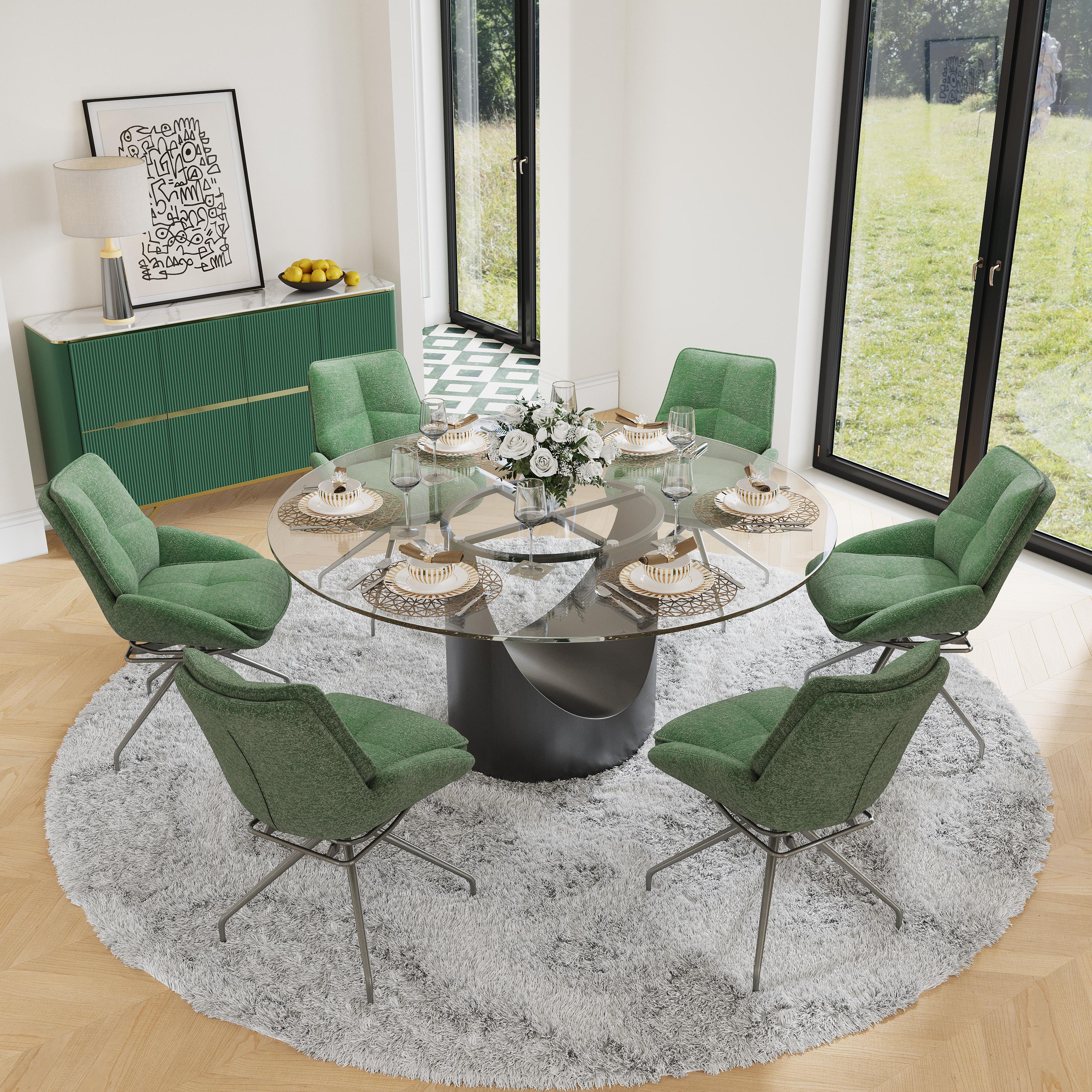 Partial Assembly Required Green & Silver Chenille Dining Chairs