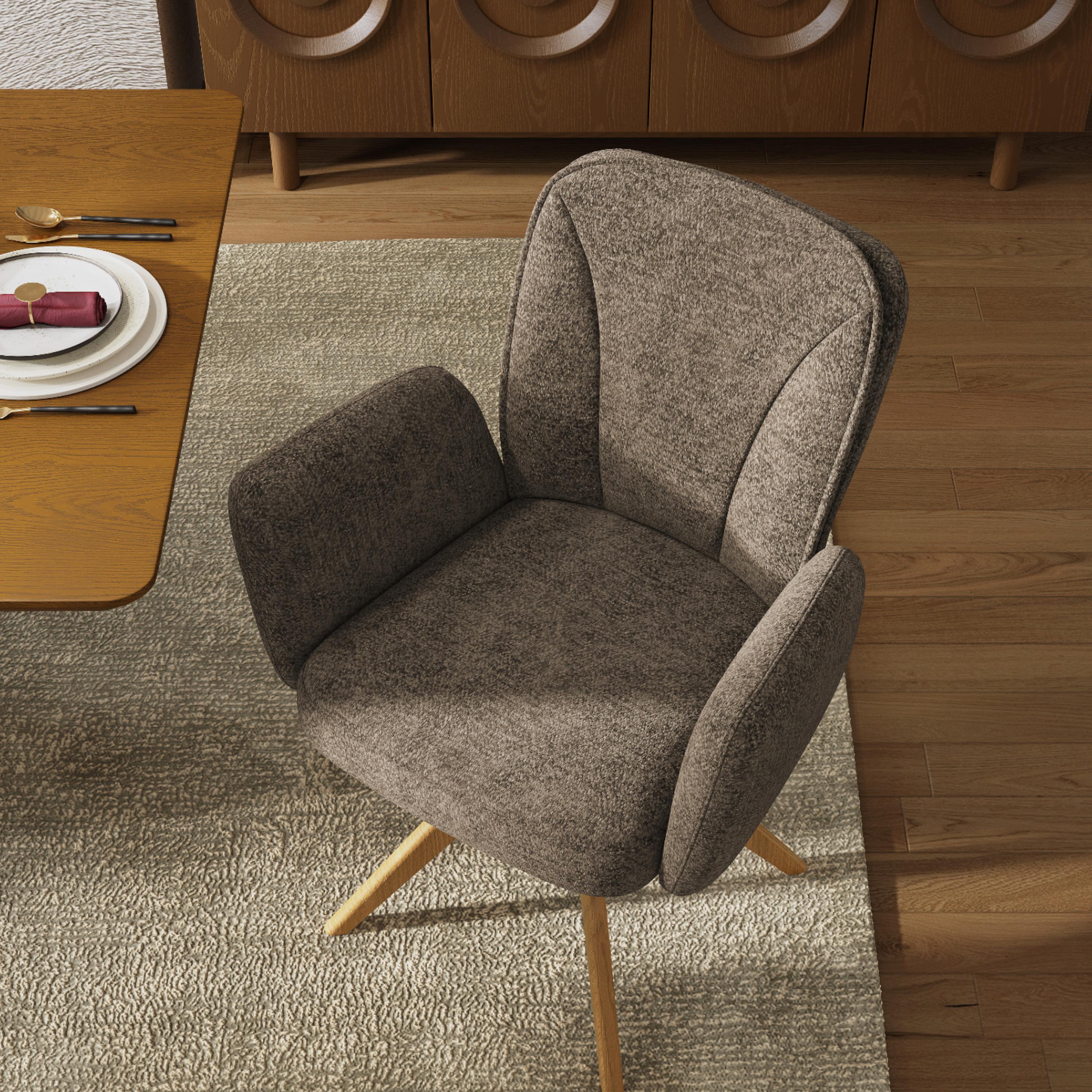 Brown Brown & wood color Fabric Dining Chairs