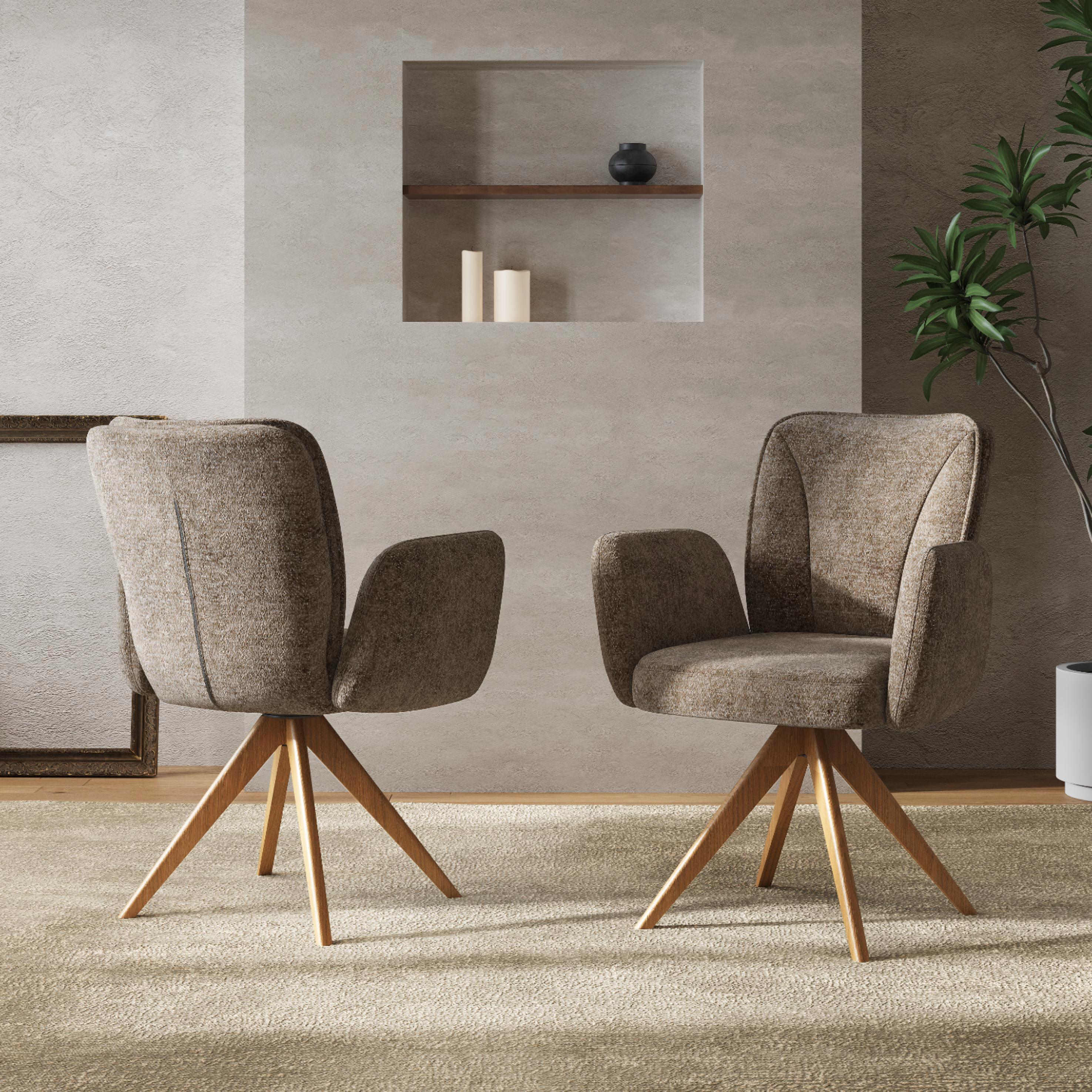 Wood Brown & wood color Fabric Dining Chairs