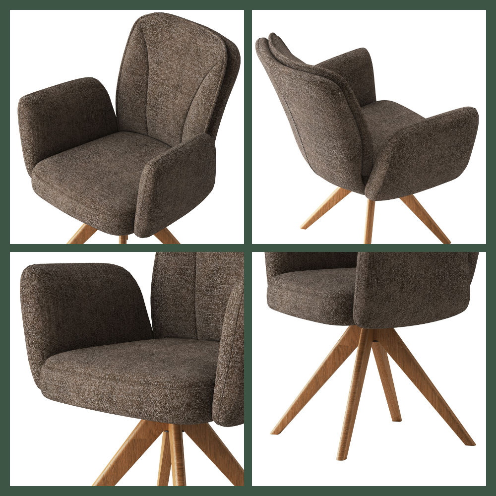 Fabric Brown & wood color Fabric Dining Chairs