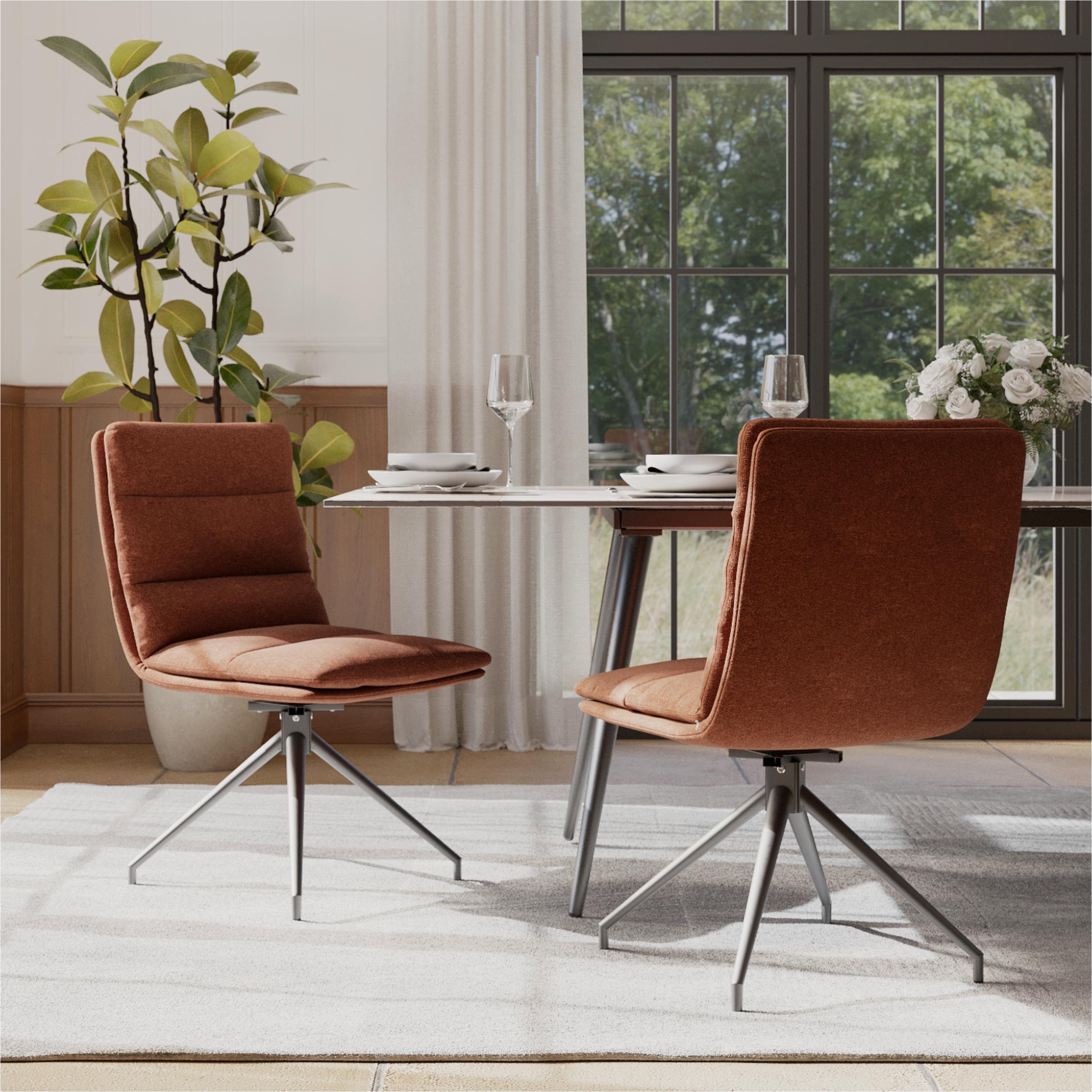 Brown Black & Brown Cotton & Linen Dining Chairs