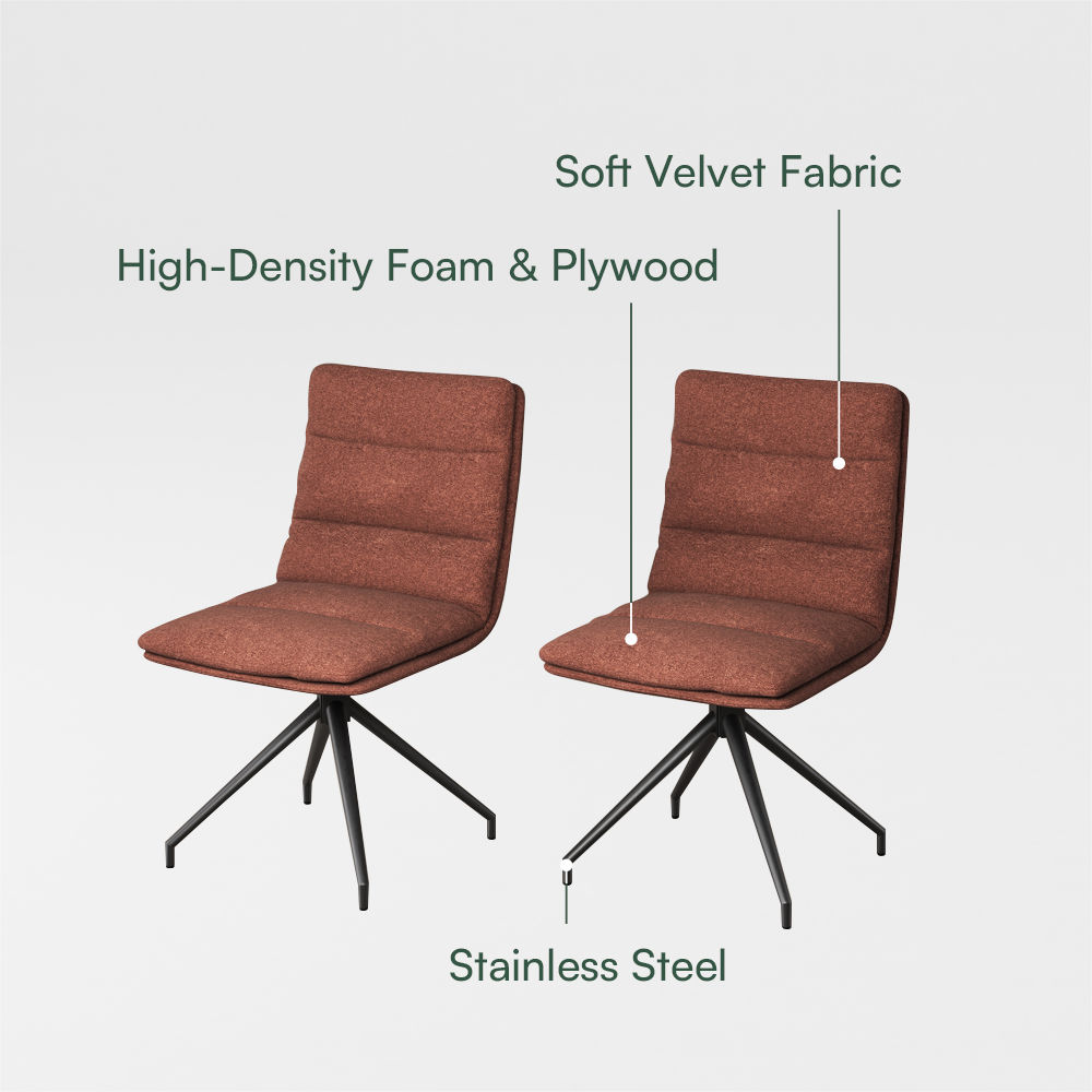 Linen Black & Brown Cotton & Linen Dining Chairs