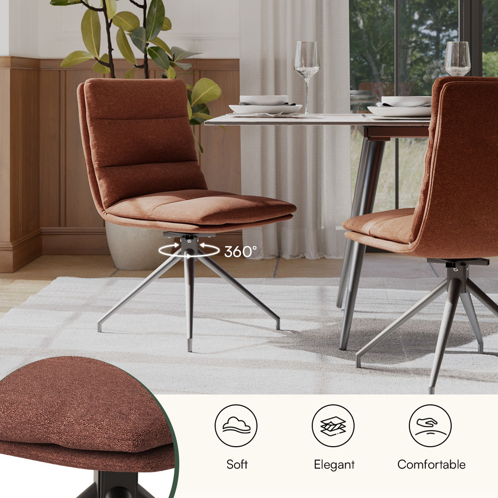 Modern Black & Brown Cotton & Linen Dining Chairs
