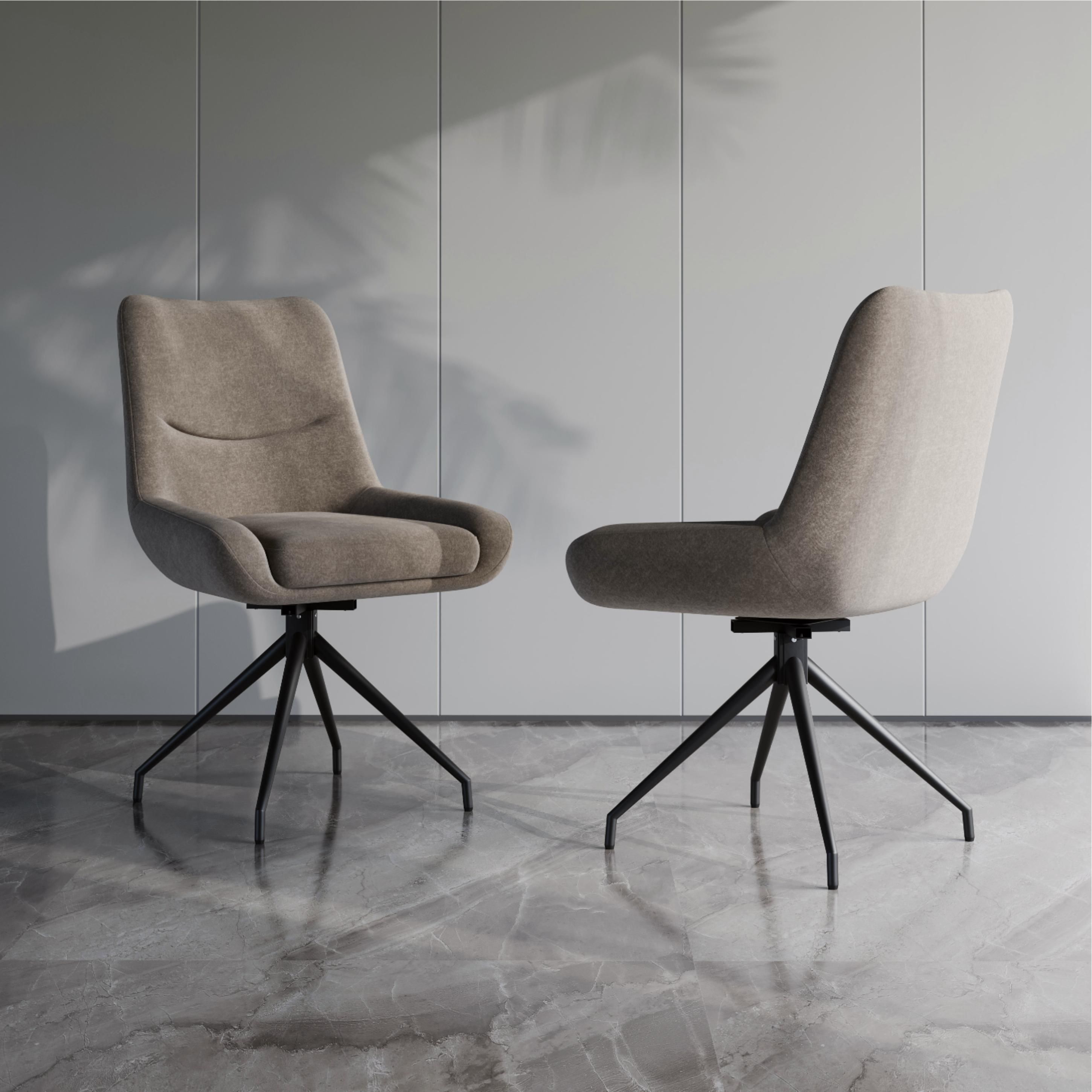 Easy Assembly Black & Brown Velvet Dining Chairs