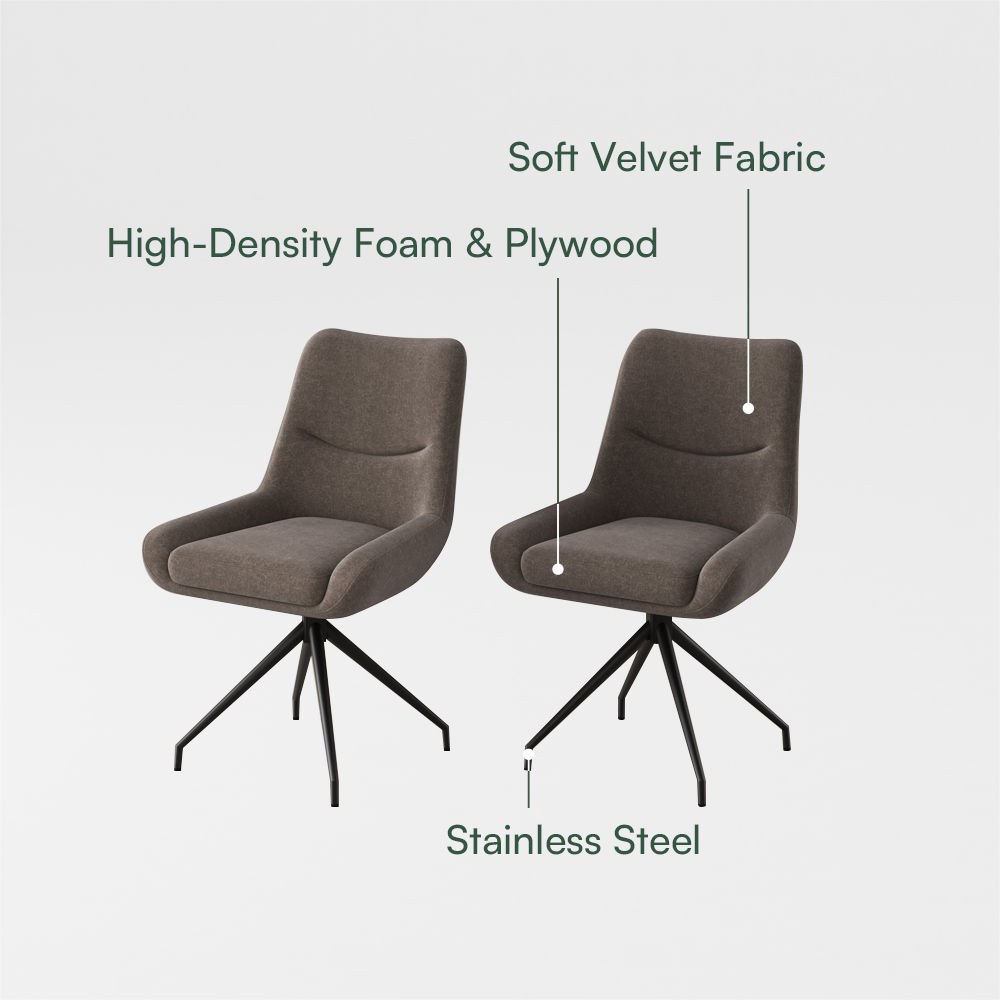 Black Black & Brown Velvet Dining Chairs