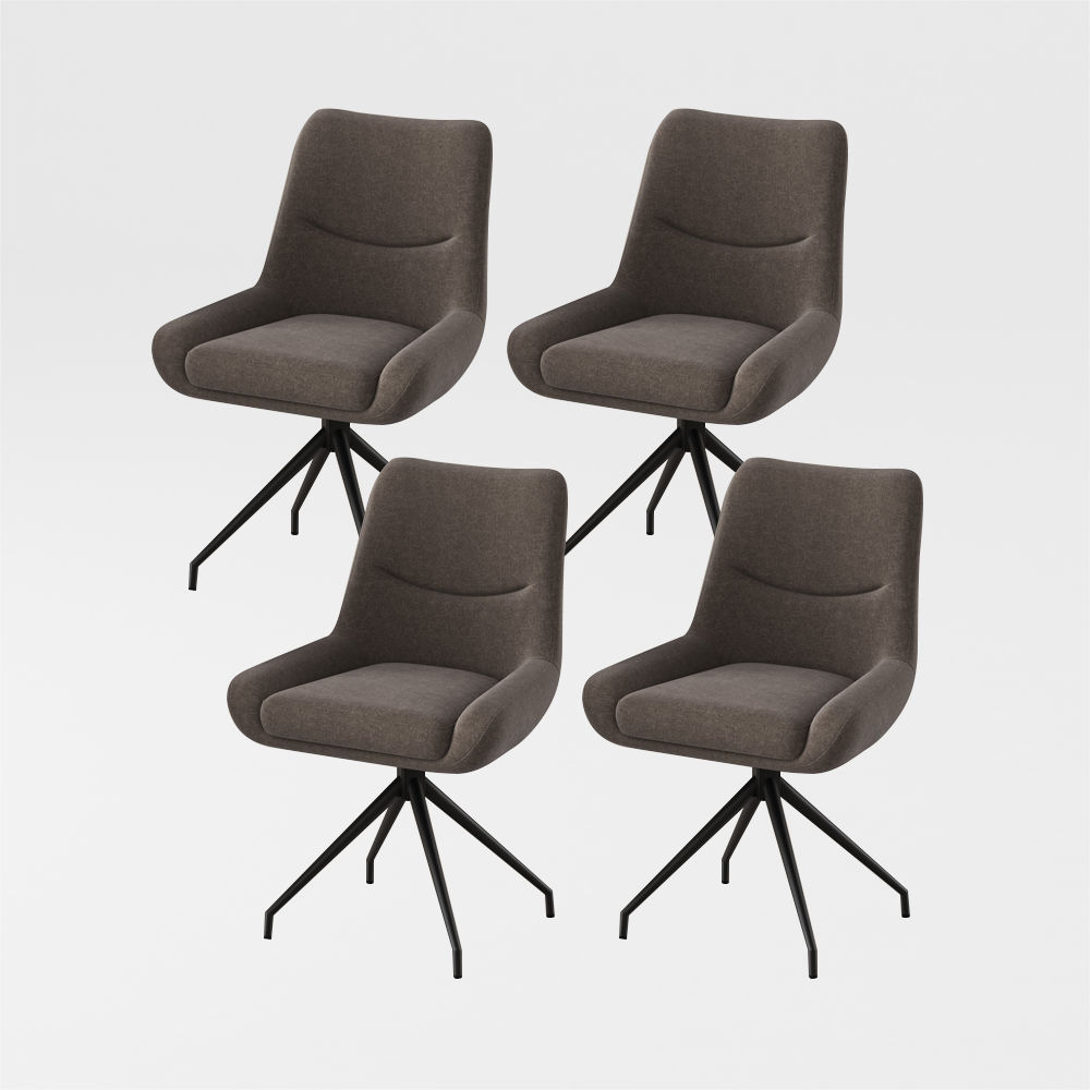 Carbon Steel Black & Brown Velvet Dining Chairs