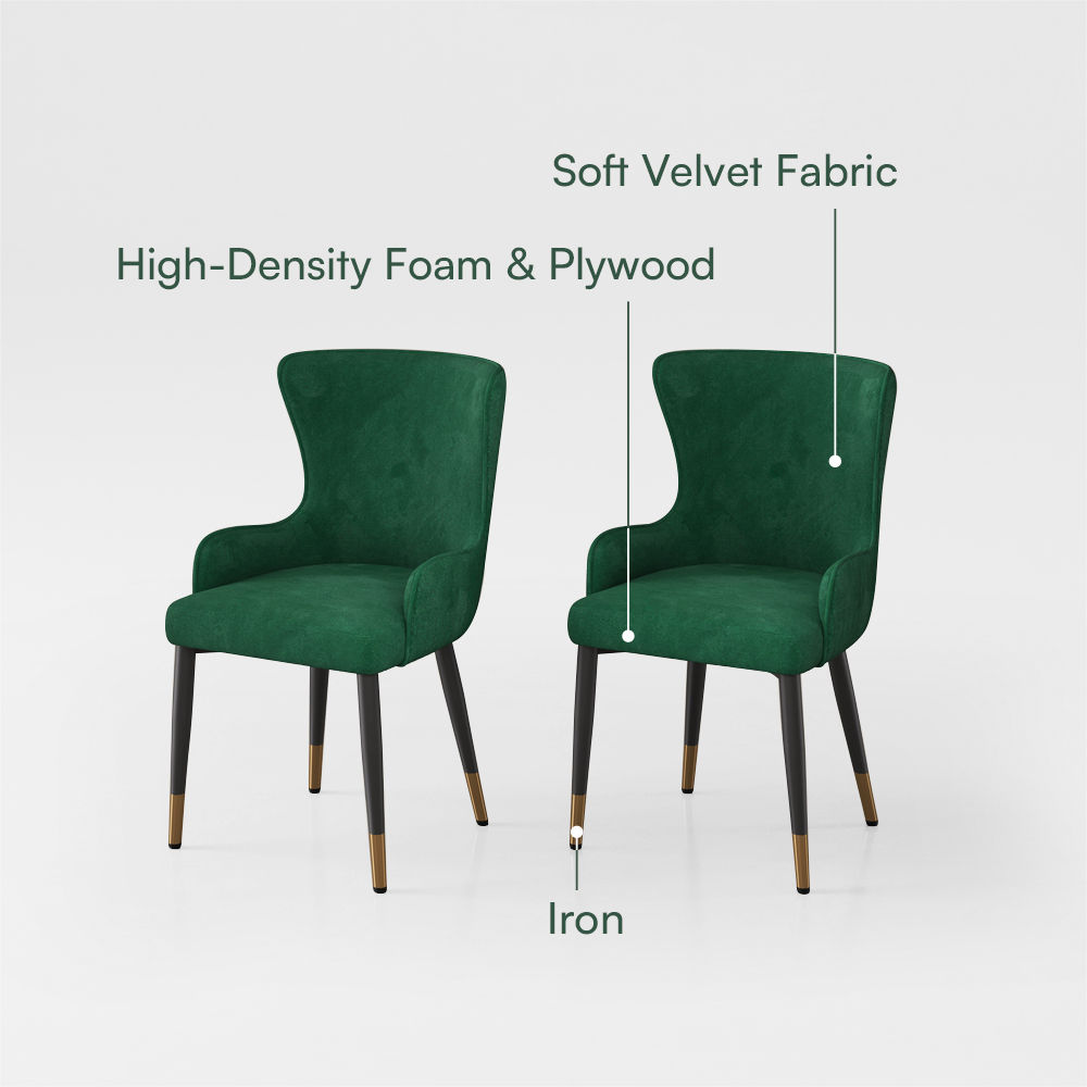 Modern Green Velvet Fabric Dining Chairs