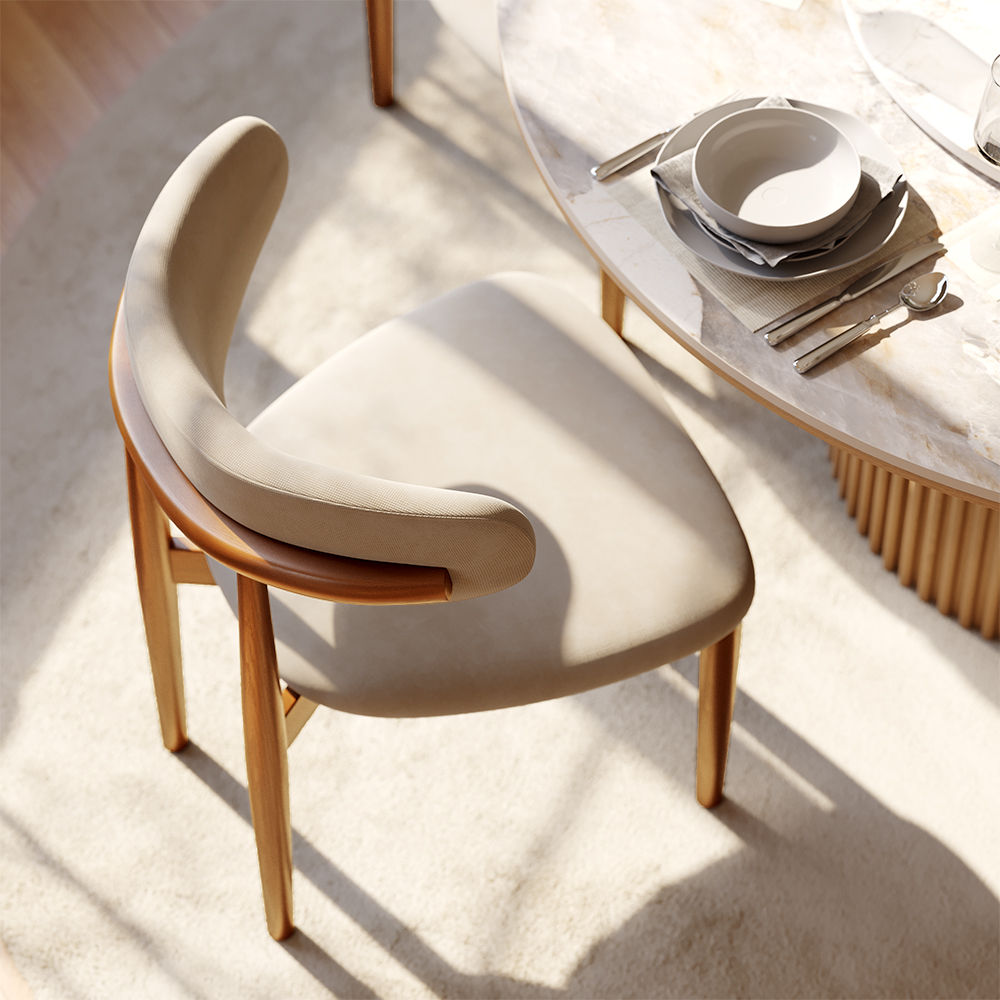 Massivholz Beige bis helles Nussbaum Baumwollleinen Esszimmertische