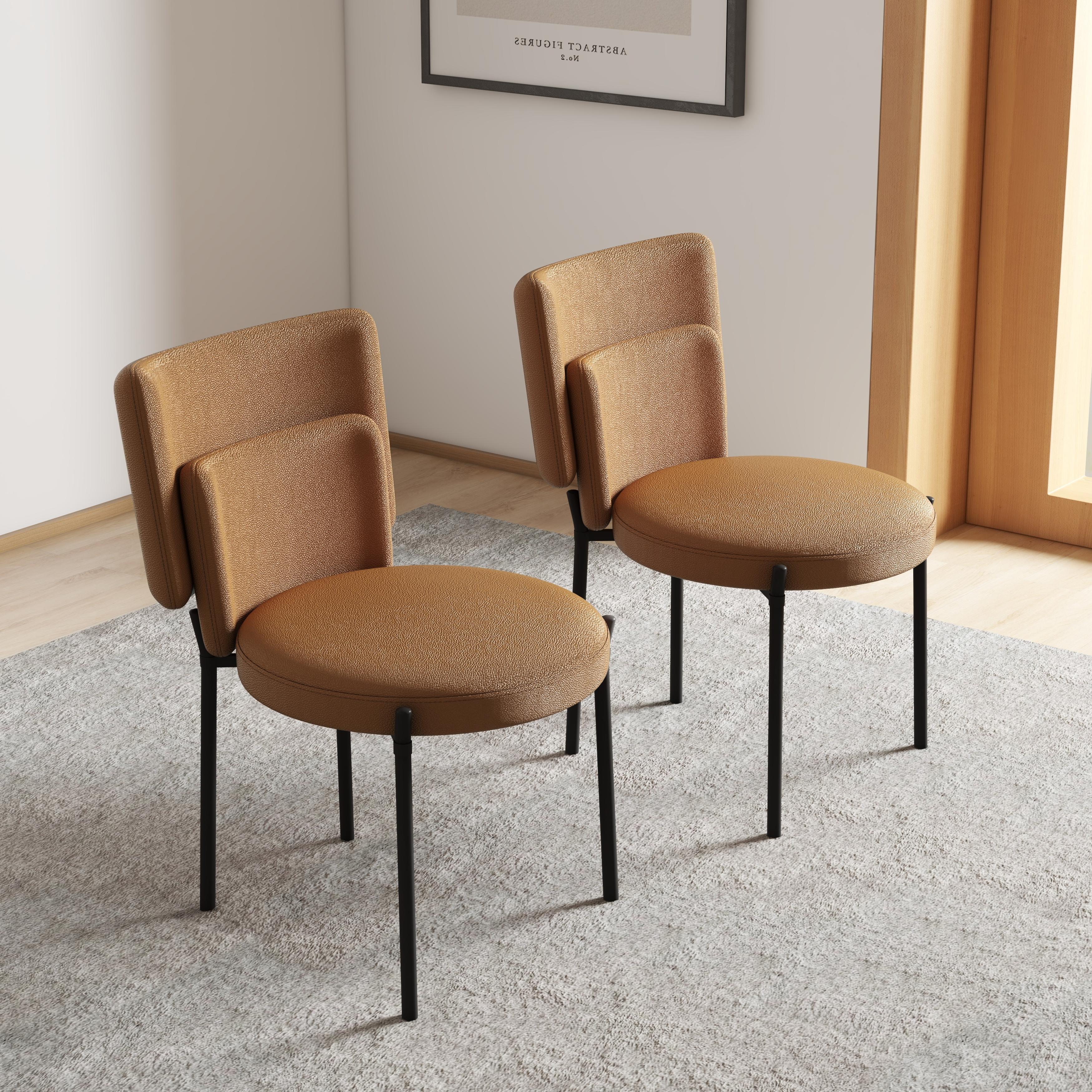 Upholstered Brown PU Leather Dining Chairs