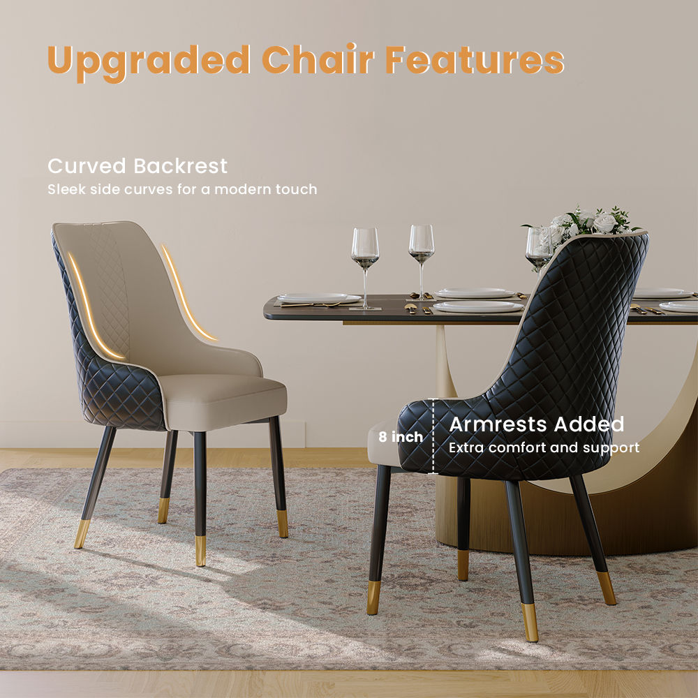 Color Matching Black PU Leather Dining Chairs