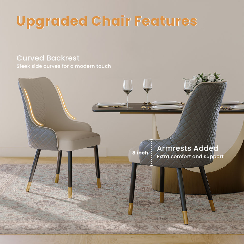 Partly Assemble Gray PU Leather Dining Chairs