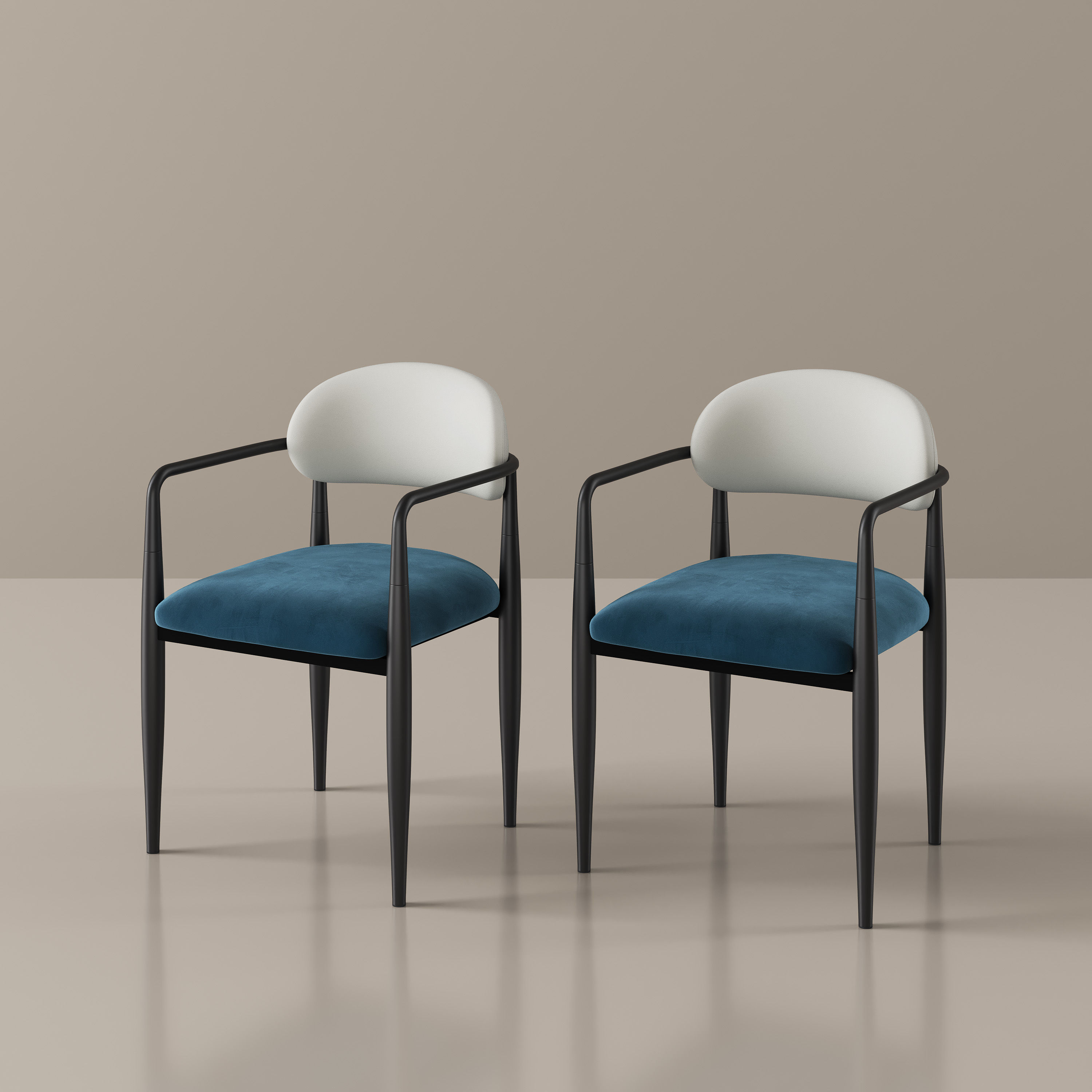 Blue White&Blue Velvet Dining Chairs