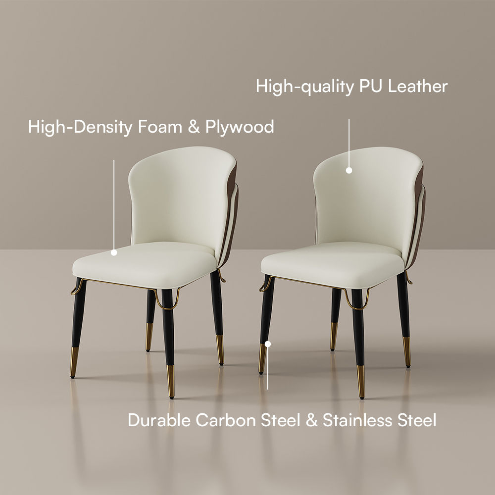 Vera Brown & Beige Leather Dining Chairs