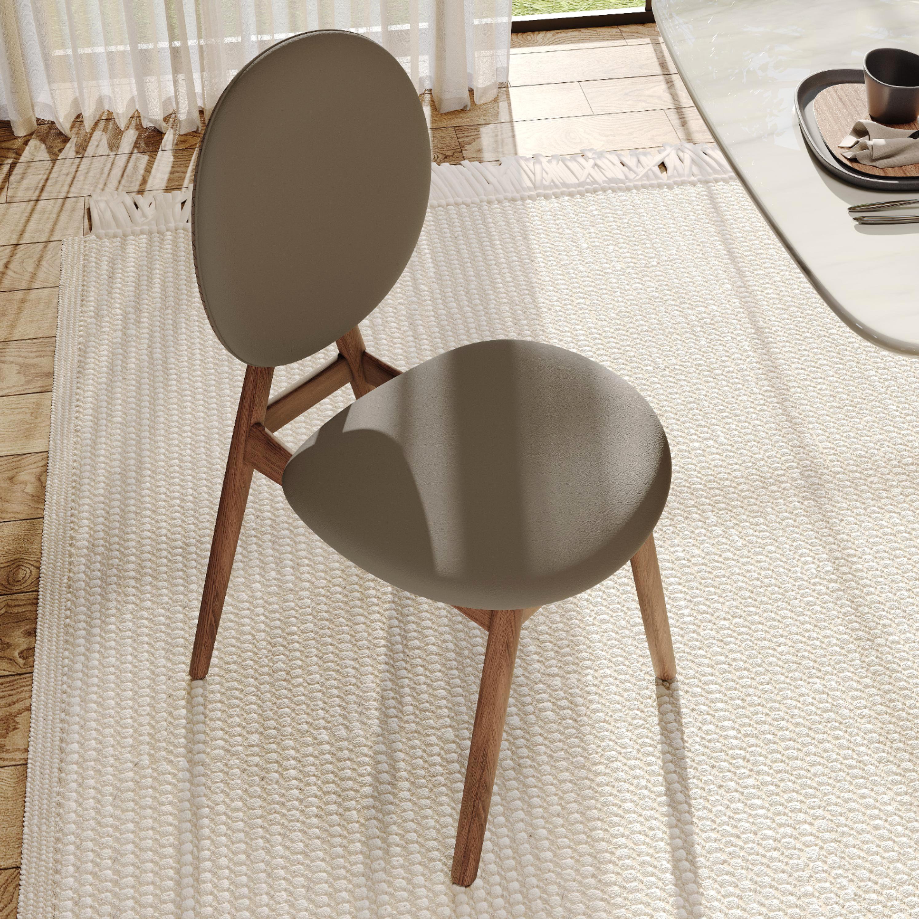 Fully Assemble Gray & Walnut PU Leather & Solid Wood Dining Chairs