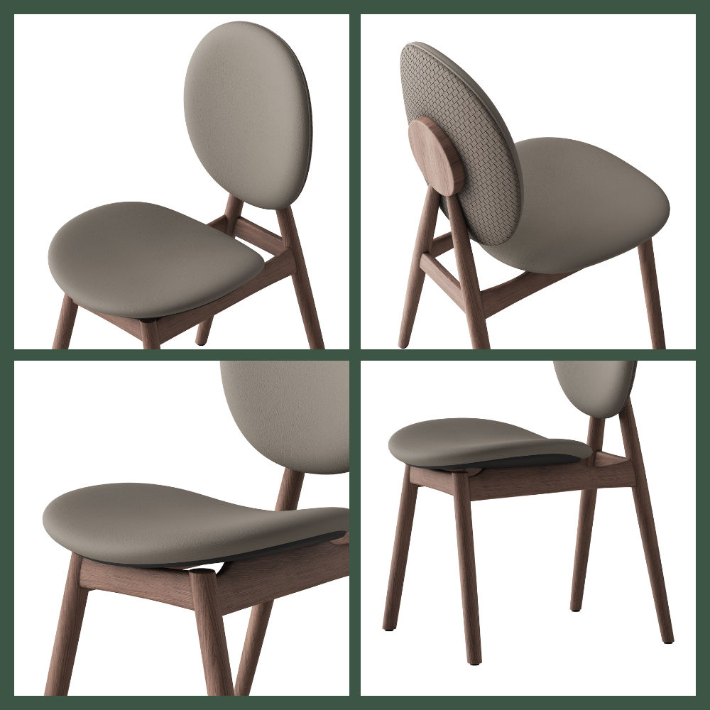 Side Chairs Gray & Walnut PU Leather & Solid Wood Dining Chairs