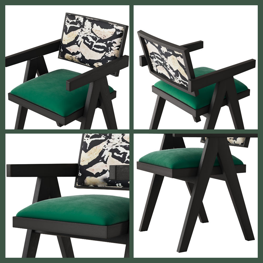 Wood Green & Black Ash Wood Dining Chairs