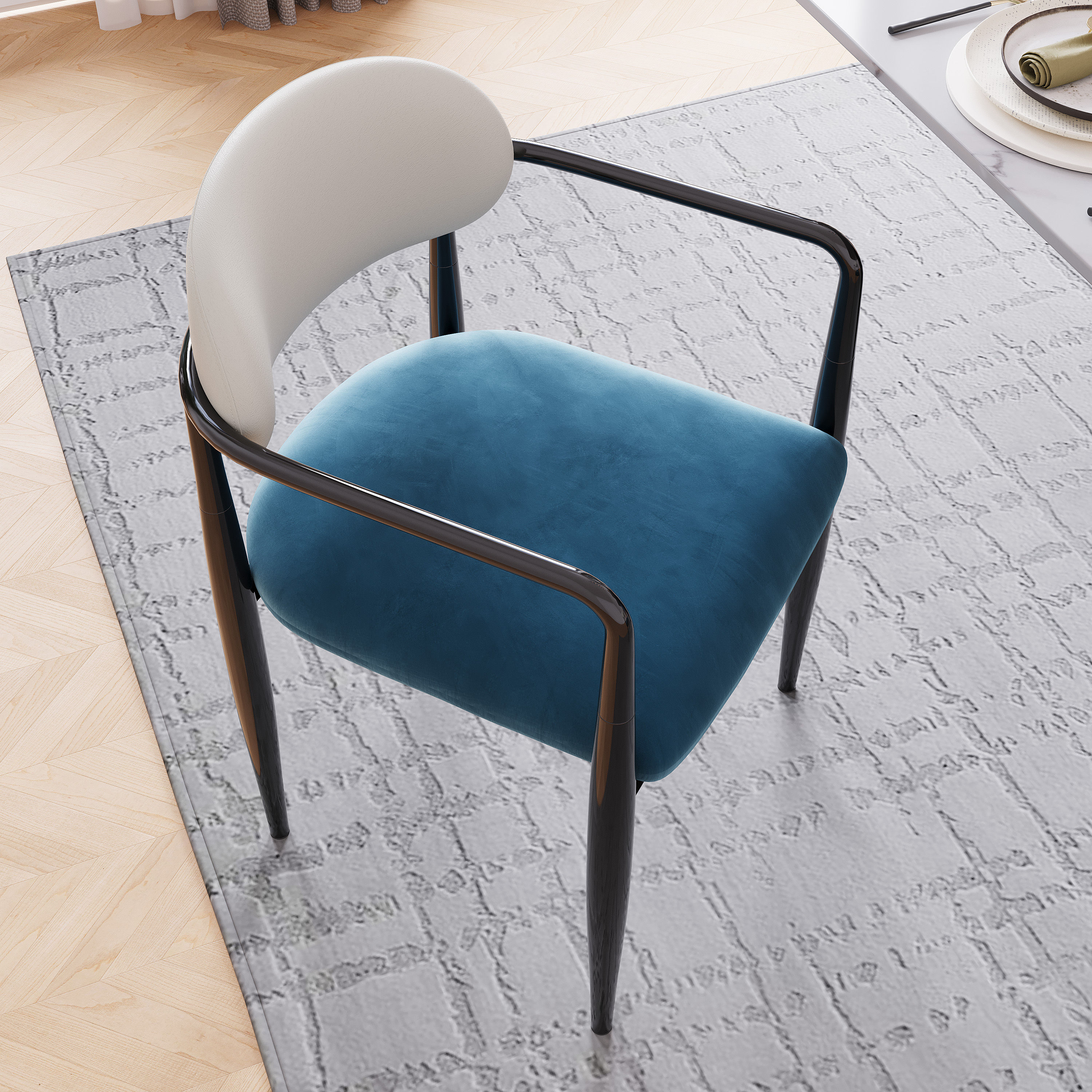 Velvet White & Black Velvet Dining Chairs