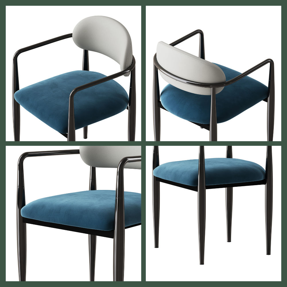 Velvet White & Black Velvet Dining Chairs