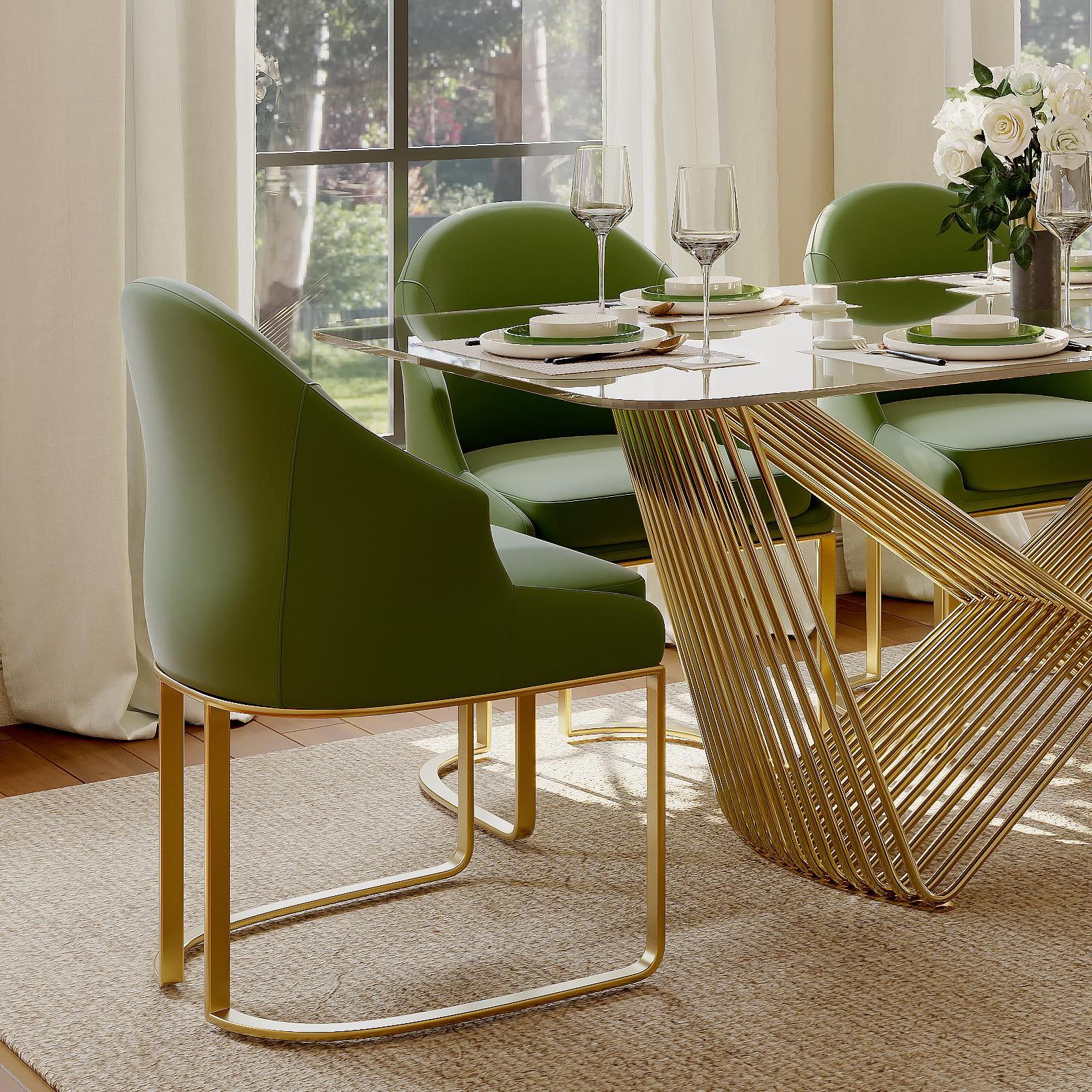Easy Assembly Green Leather Dining Chairs