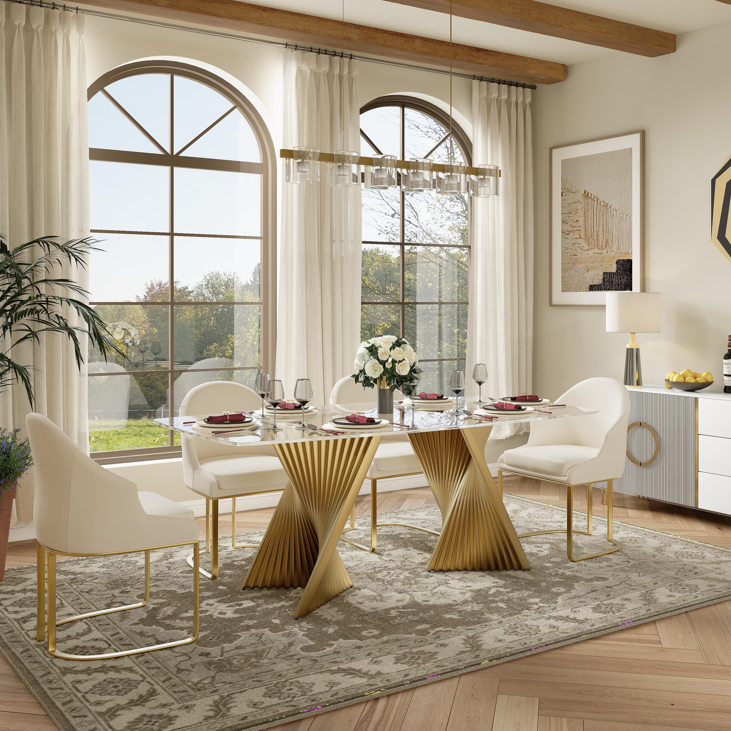 Beige Beige Leather Dining Chairs